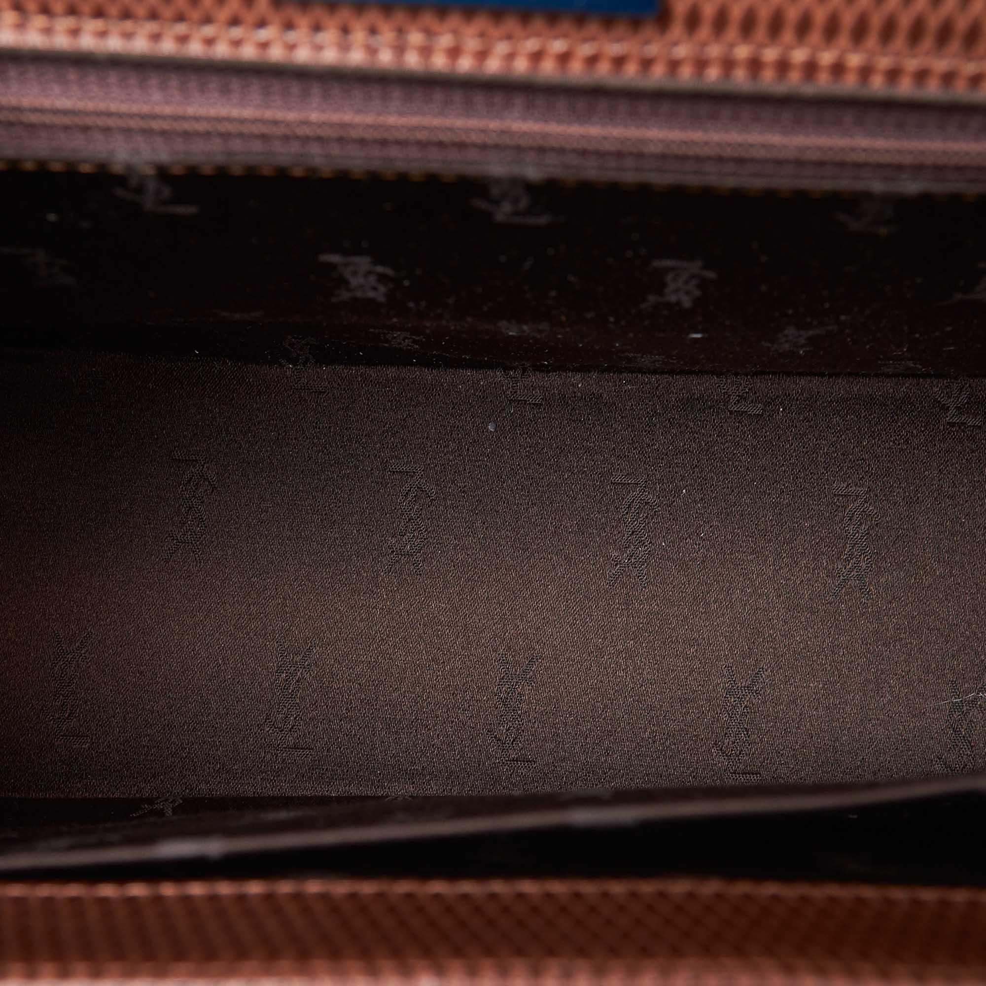Yves Saint Laurent Vintage Brown Textured Leather Shoulder Bag For Sale 1