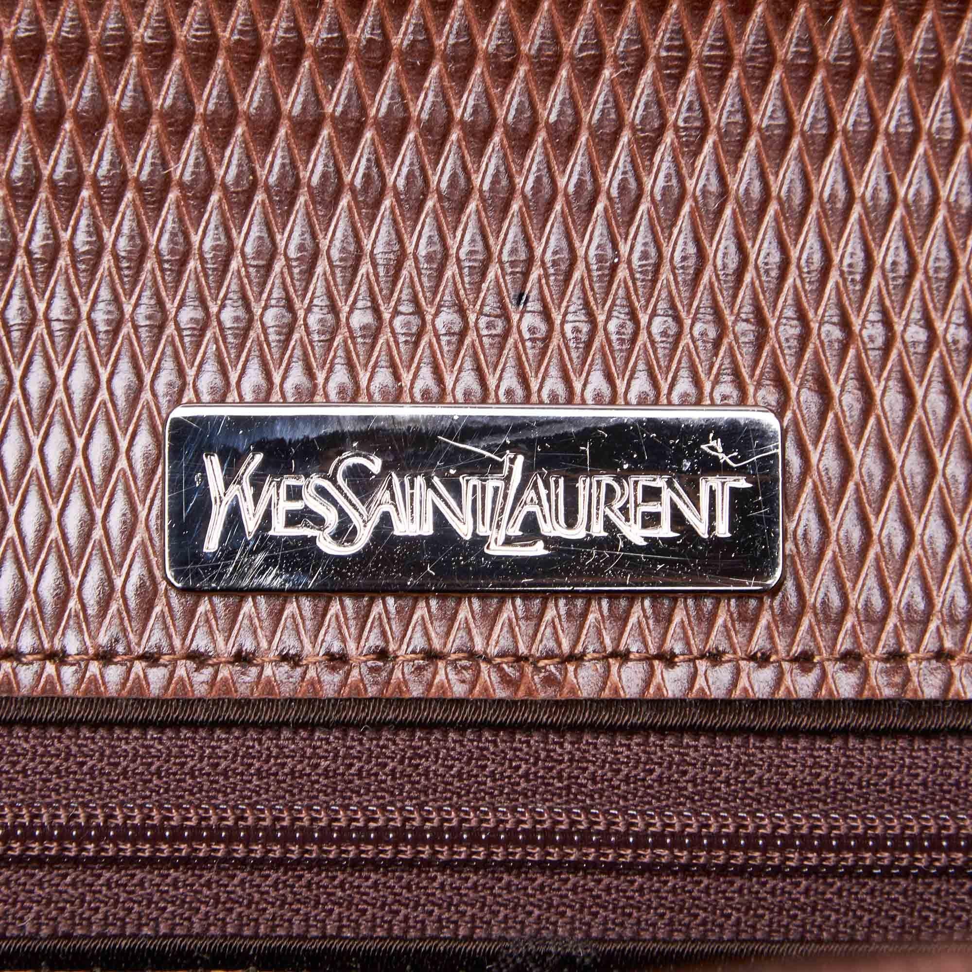 Yves Saint Laurent Vintage Brown Textured Leather Shoulder Bag For Sale 2