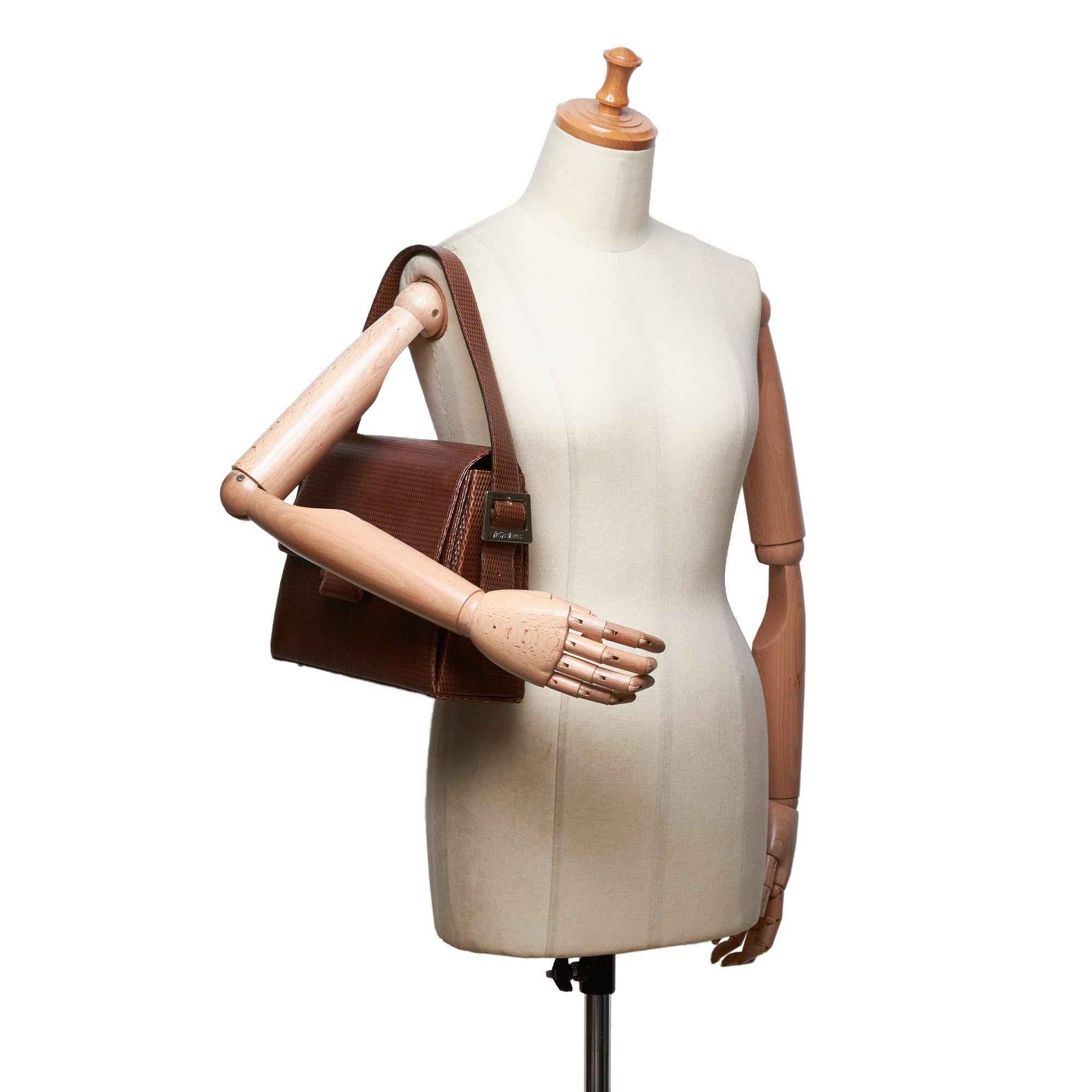 Yves Saint Laurent Vintage Brown Textured Leather Shoulder Bag For Sale 5