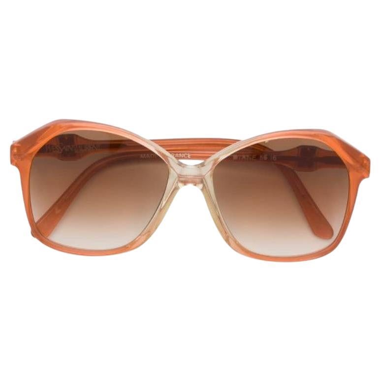 Yves Saint Laurent Vintage brownish orange transparent 70s sunglasses For Sale