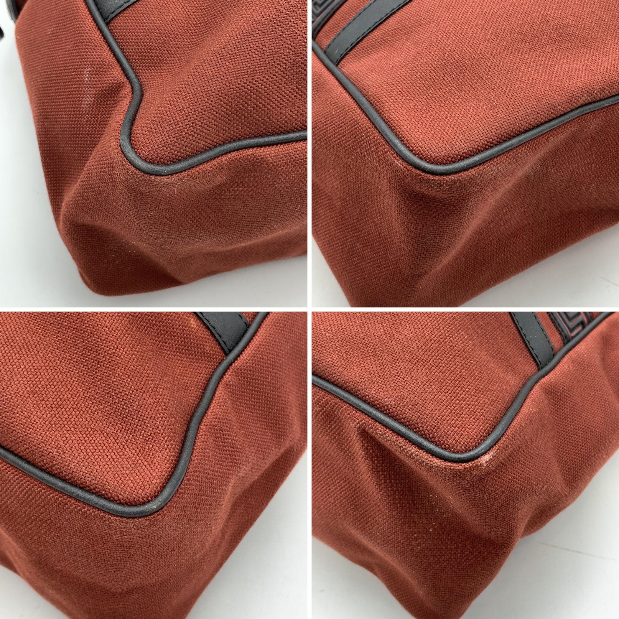 Yves Saint Laurent Vintage Burgundy Canvas Travel Weekend Bag 1