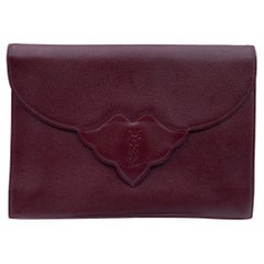 Yves Saint Laurent Vintage Burgundy Leather Clutch Bag Handbag