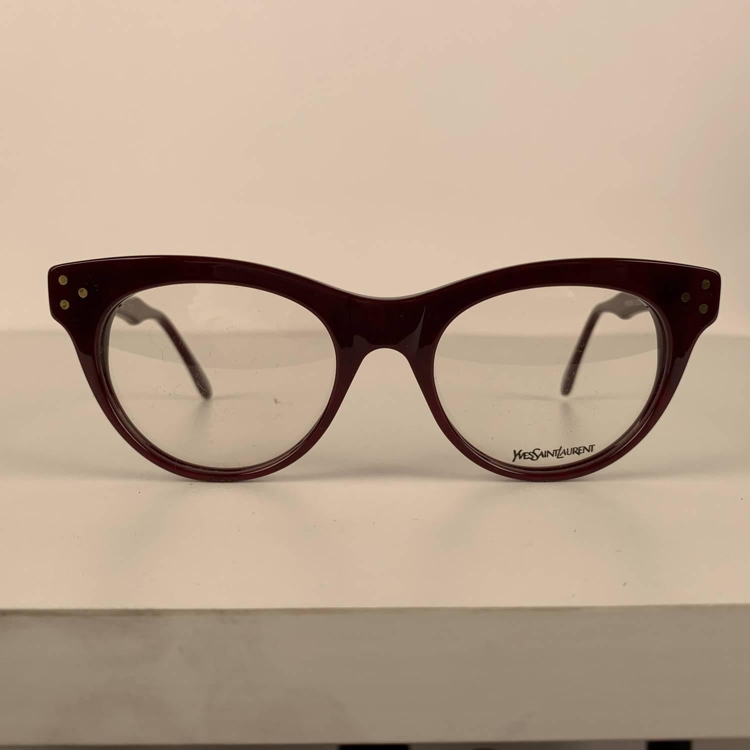 Beige Yves Saint Laurent Vintage Burgundy Procris 52mm Eyeglasses Frame
