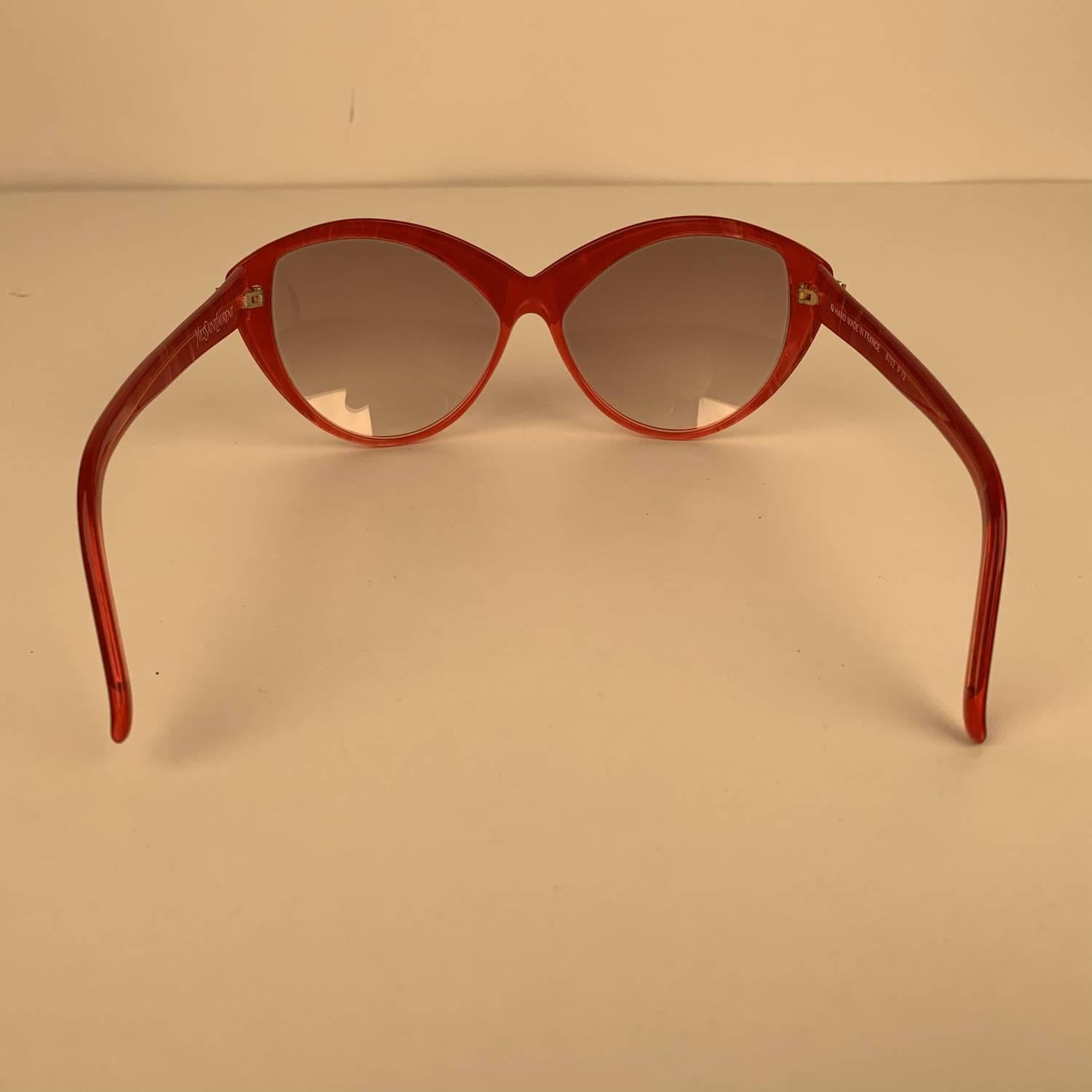 Brown Yves Saint Laurent Vintage Cat Eye Red Sunglasses 8702 P 72