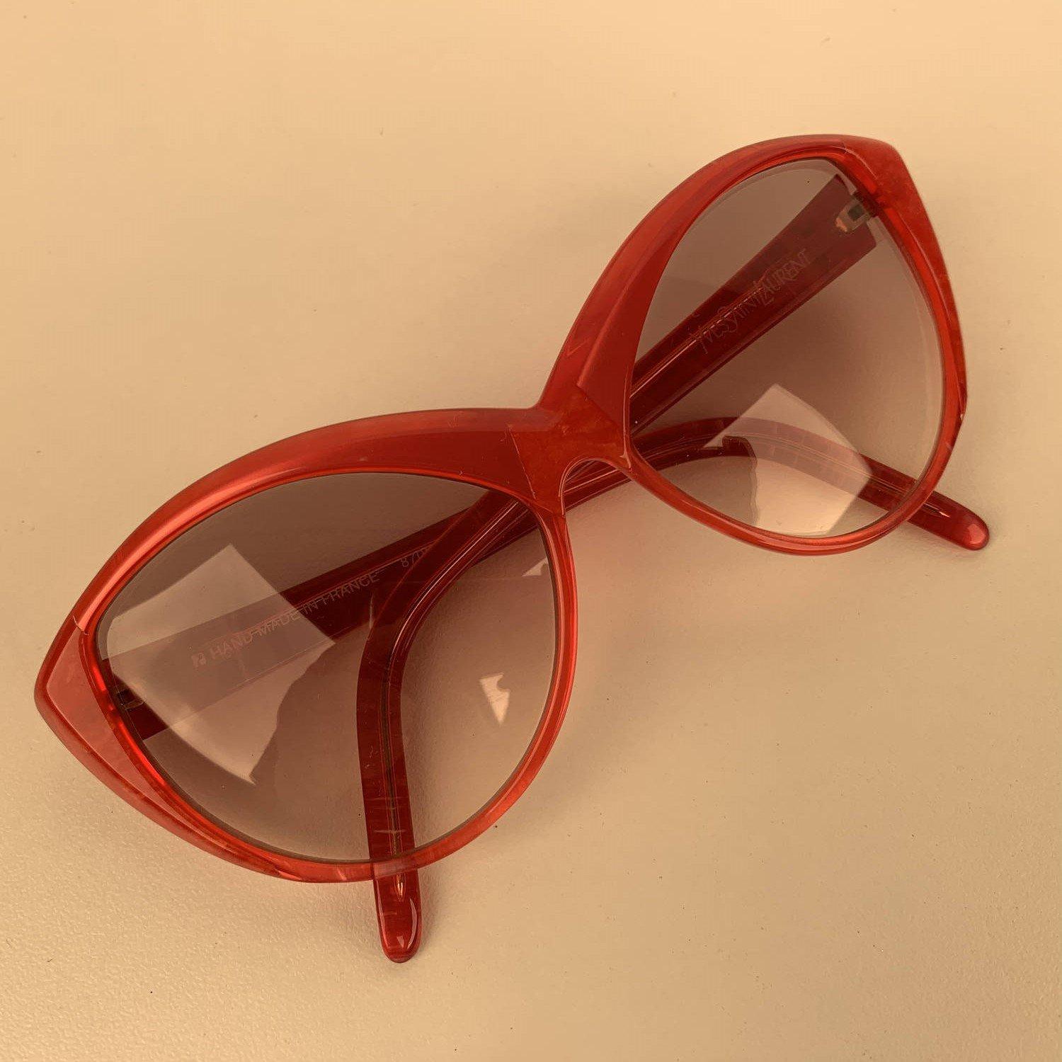 Yves Saint Laurent Vintage Cat Eye Red Sunglasses 8702 P 72 3