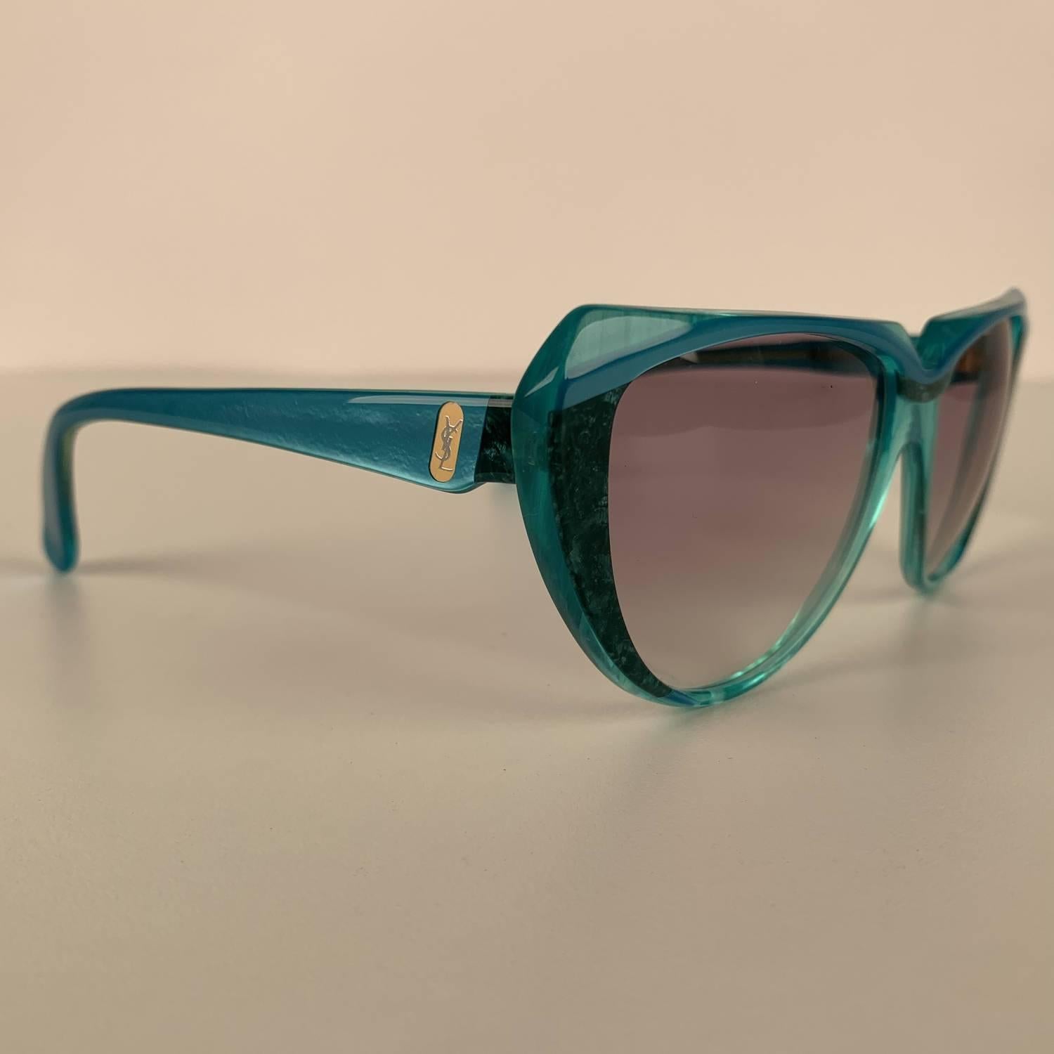 Women's Yves Saint Laurent Vintage Cat Eye Turquoise Sunglasses 8704 P 71