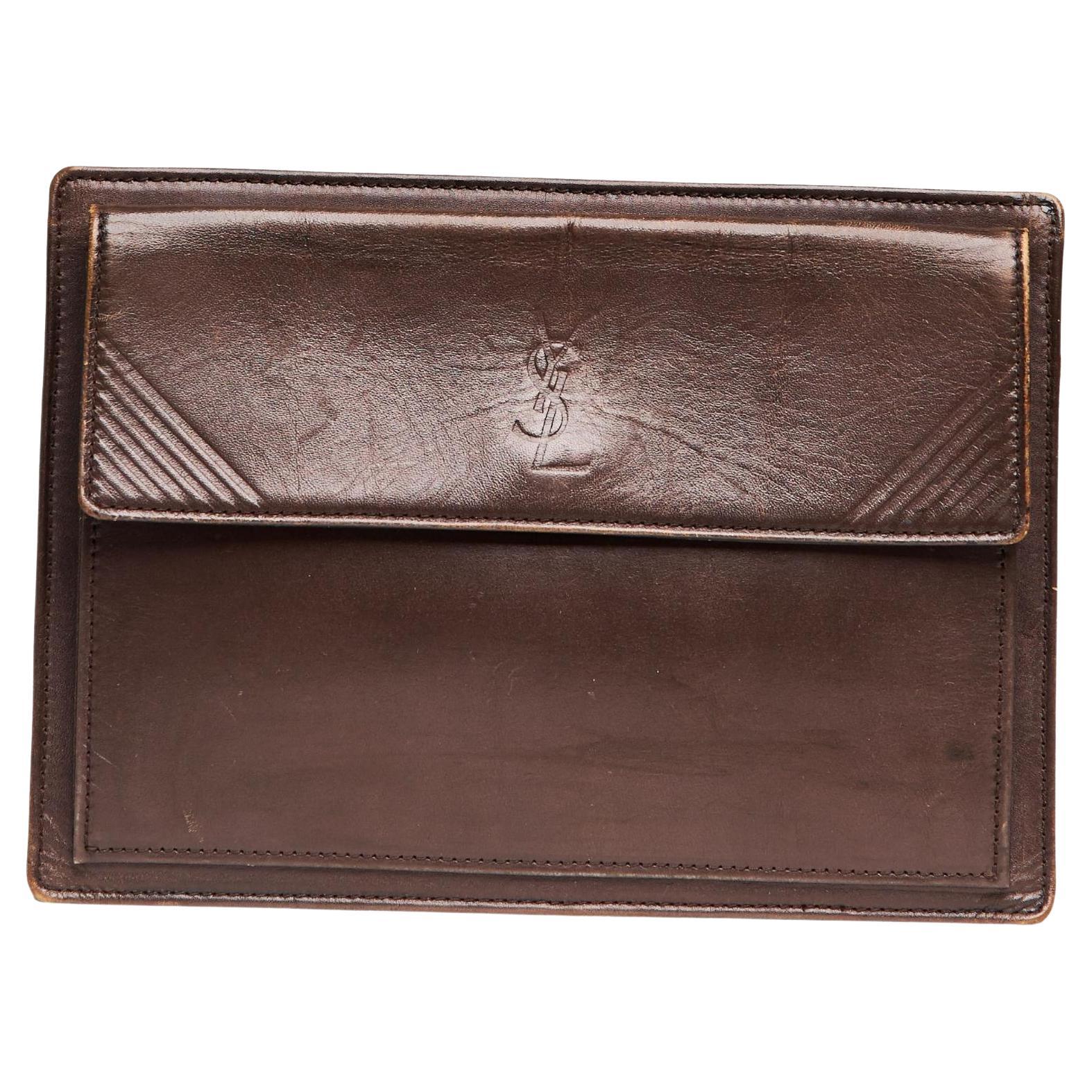 Yves Saint Laurent Vintage Chocolate Leather Clutch