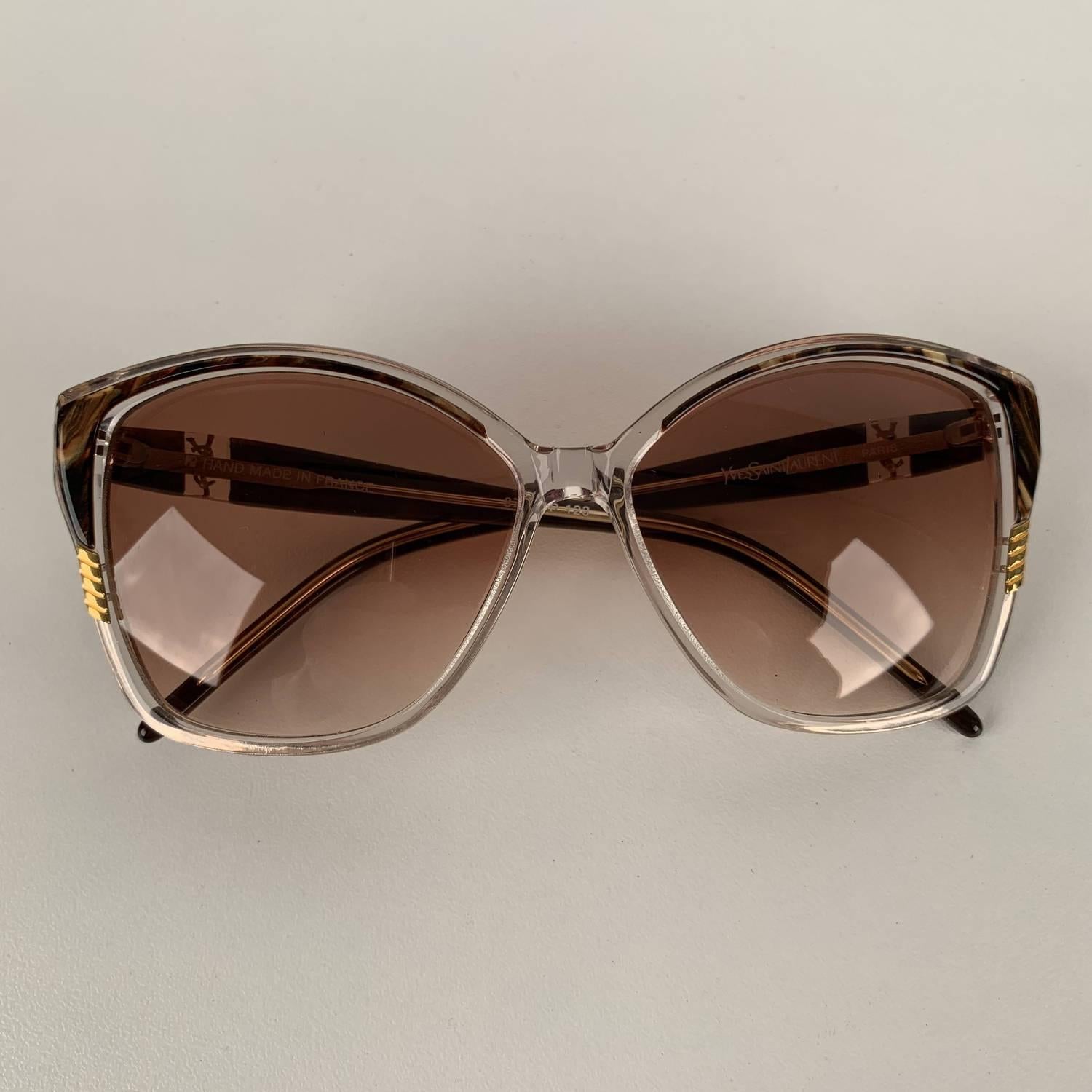 Yves Saint Laurent Vintage Clear Brown Sunglasses 8728 P 123 In Excellent Condition In Rome, Rome