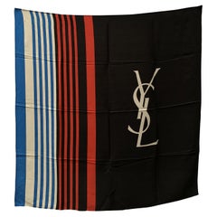 Yves Saint Laurent Vintage Farbblock-Seidenschal mit großem YSL-Logo