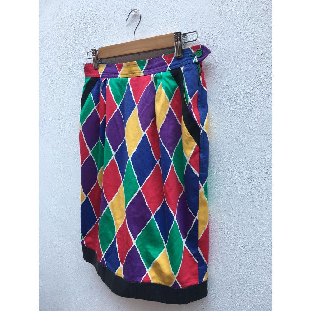 Yves Saint Laurent Vintage Cotton Mid-Length Skirt in Multicolour In Good Condition For Sale In Carnate, IT