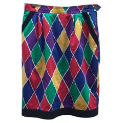 Yves Saint Laurent Vintage Cotton Mid-Length Skirt in Multicolour