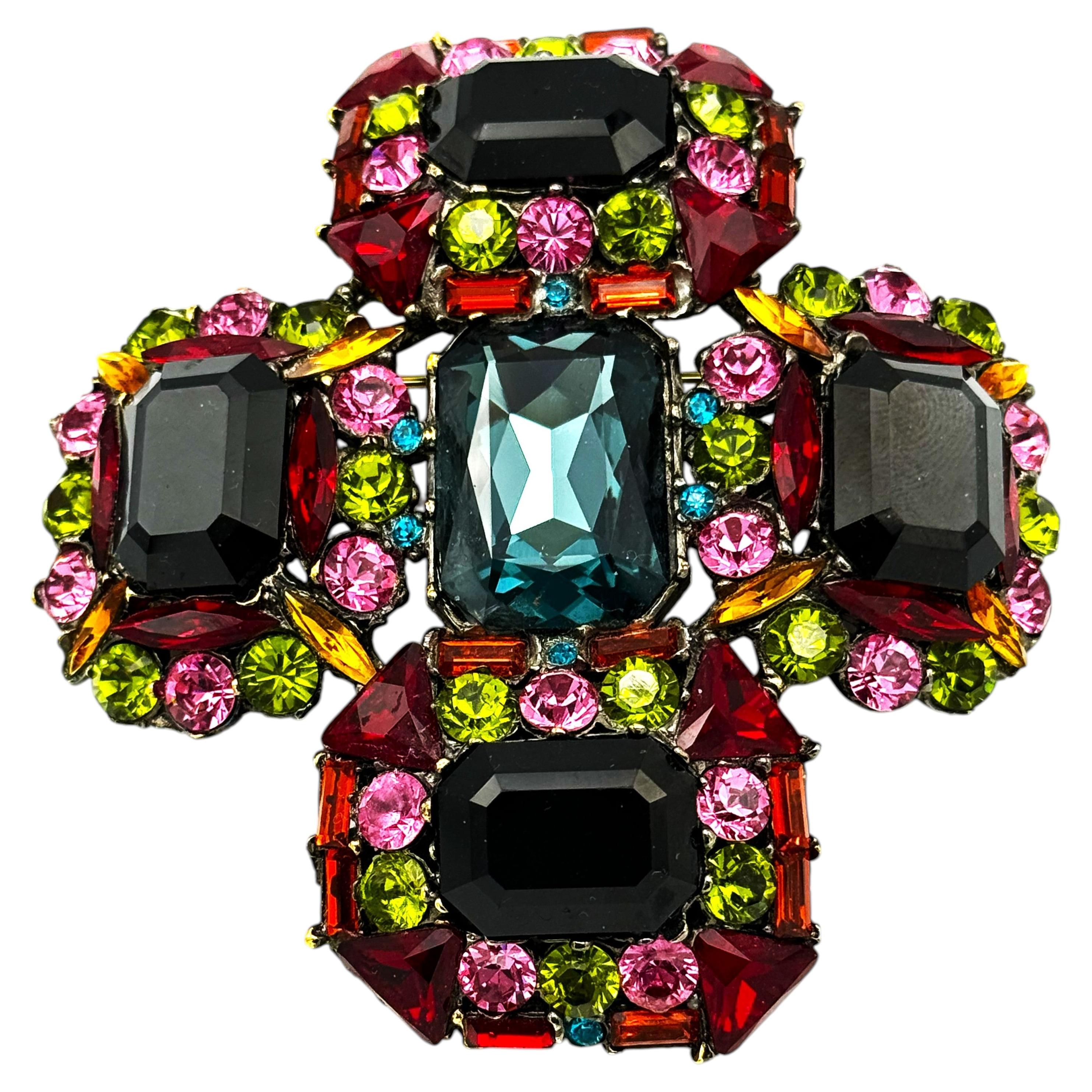 Yves Saint Laurent Vintage Couture Brosche/Anhänger, Kristall, hergestellt in Frankreich, 1980