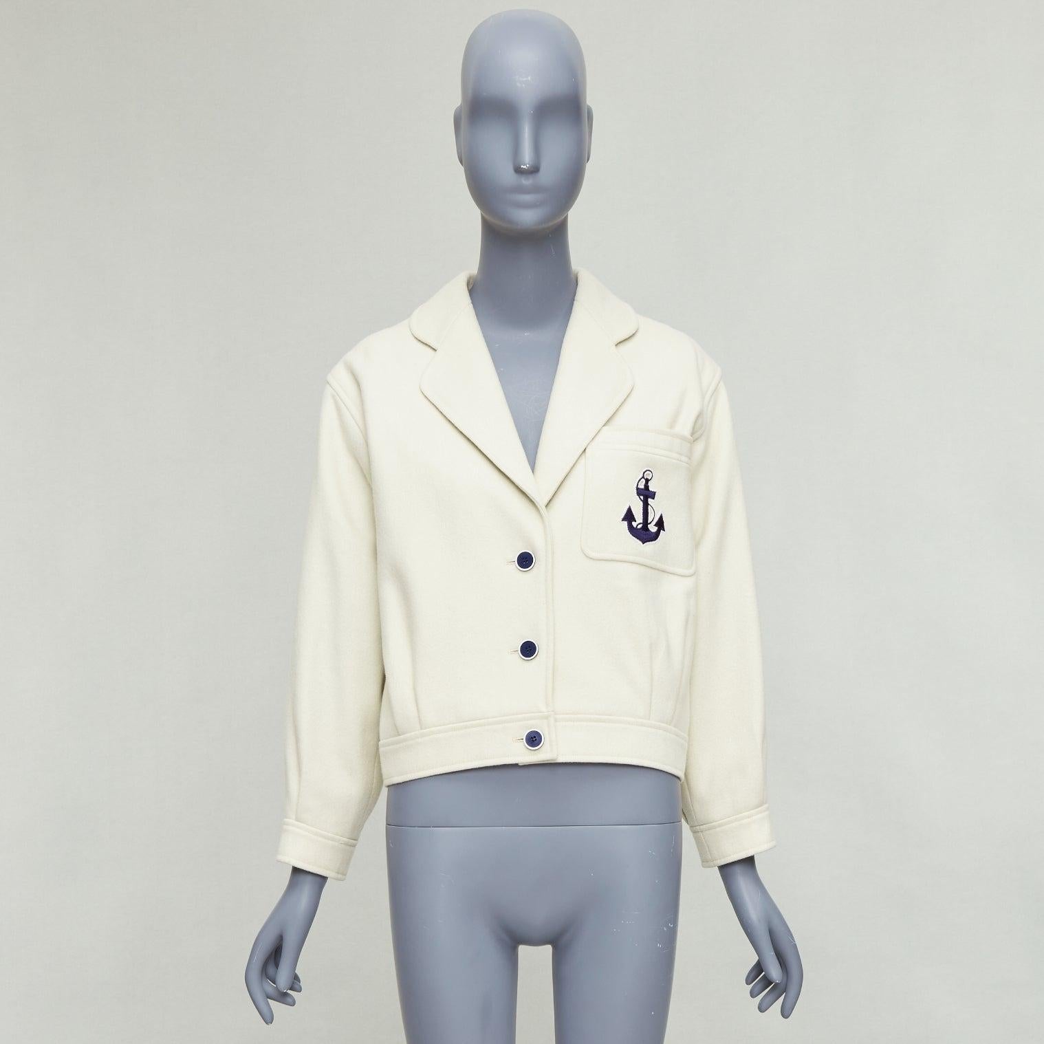 Yves SAINT LAURENT Vintage crème marinière cropped jacket FR36 S 6