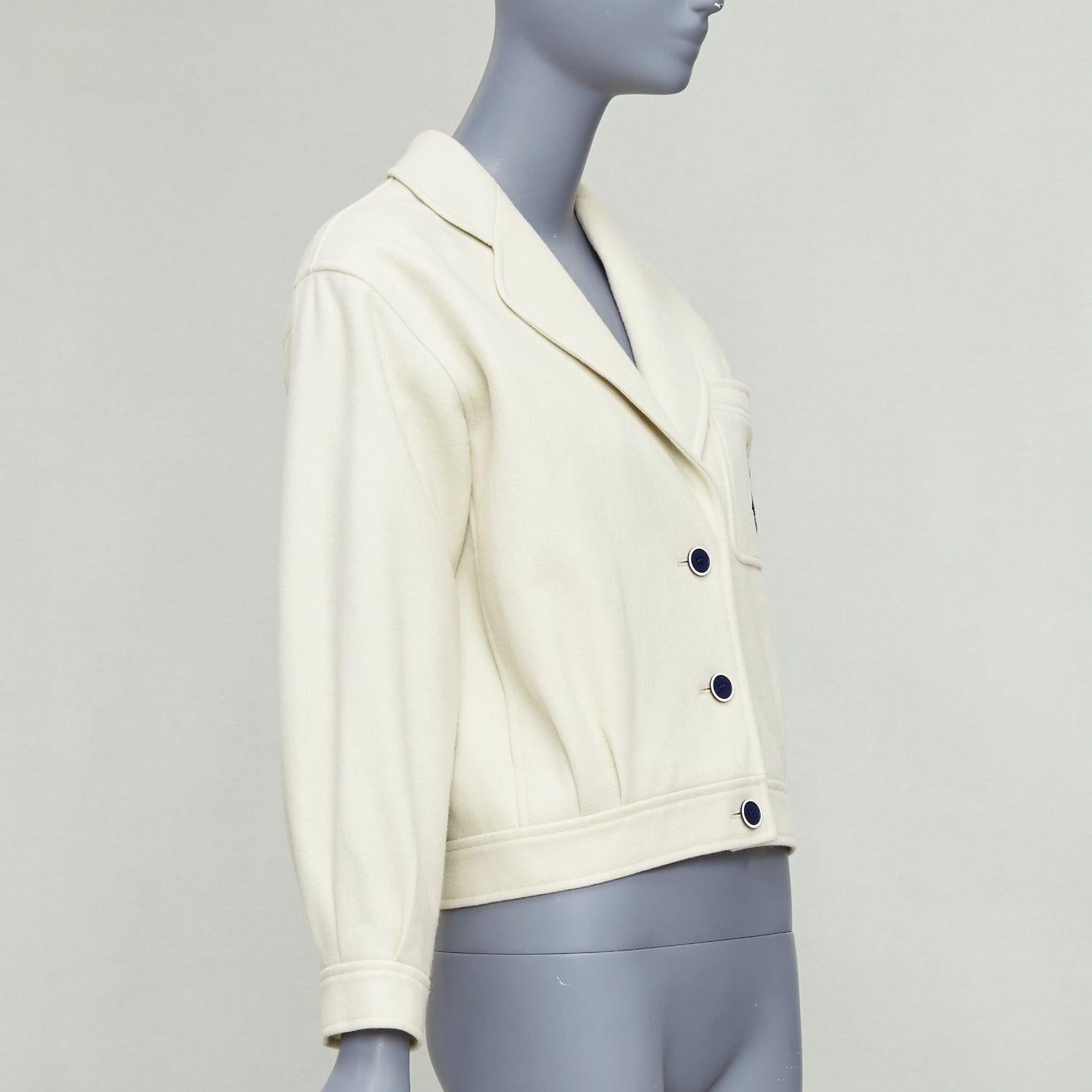  Yves SAINT LAURENT Vintage crème marinière cropped jacket FR36 S Pour femmes 
