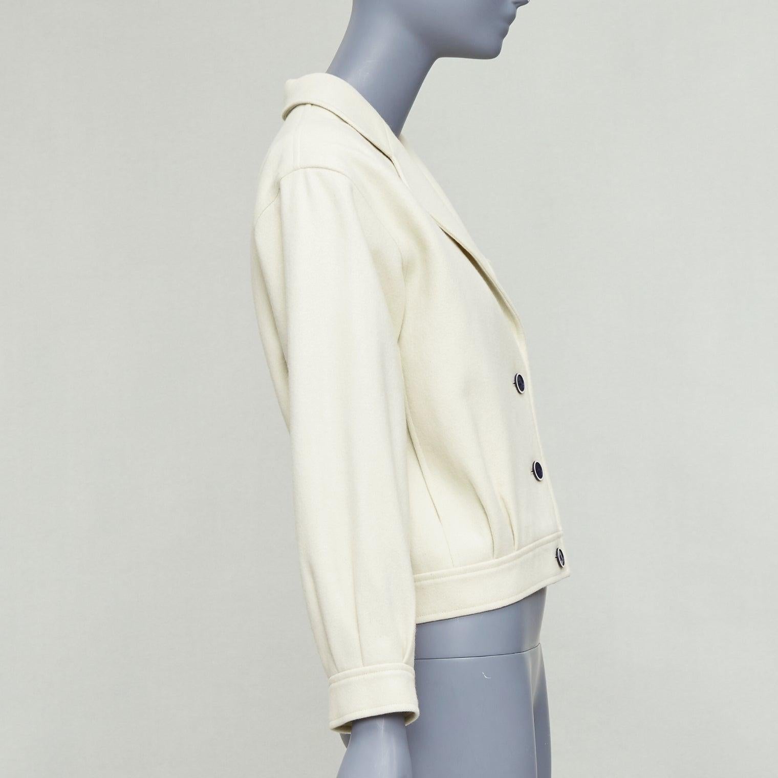 Yves SAINT LAURENT Vintage crème marinière cropped jacket FR36 S 1