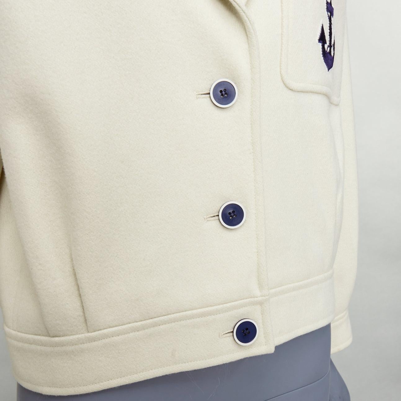 Yves SAINT LAURENT Vintage crème marinière cropped jacket FR36 S 4
