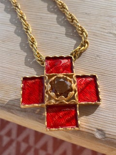 Yves Saint Laurent – Vintage Cross Brooch/Pendant Necklace, 1980s