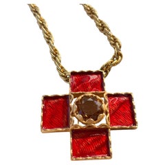 Yves Saint Laurent – Vintage Cross Brooch/Pendant Necklace, 1980s