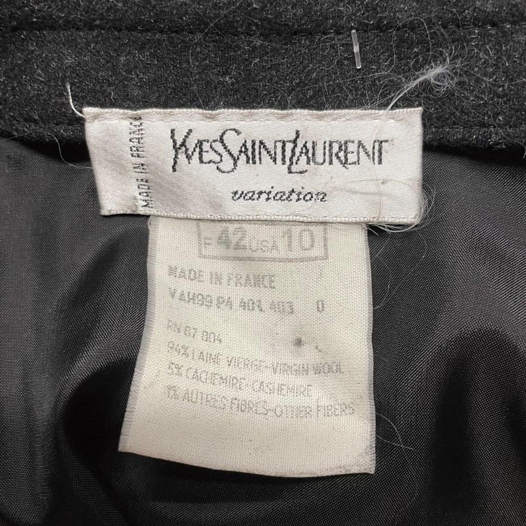 Yves Saint Laurent Vintage dark grey wool straight 90s skirt For Sale ...