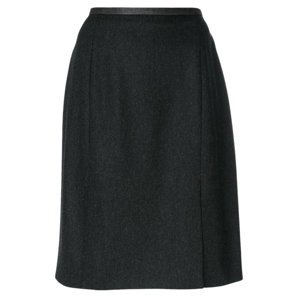 Yves Saint Laurent Vintage dark grey wool straight 90s skirt For Sale ...