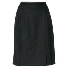 Yves Saint Laurent Vintage dark grey wool straight 90s skirt