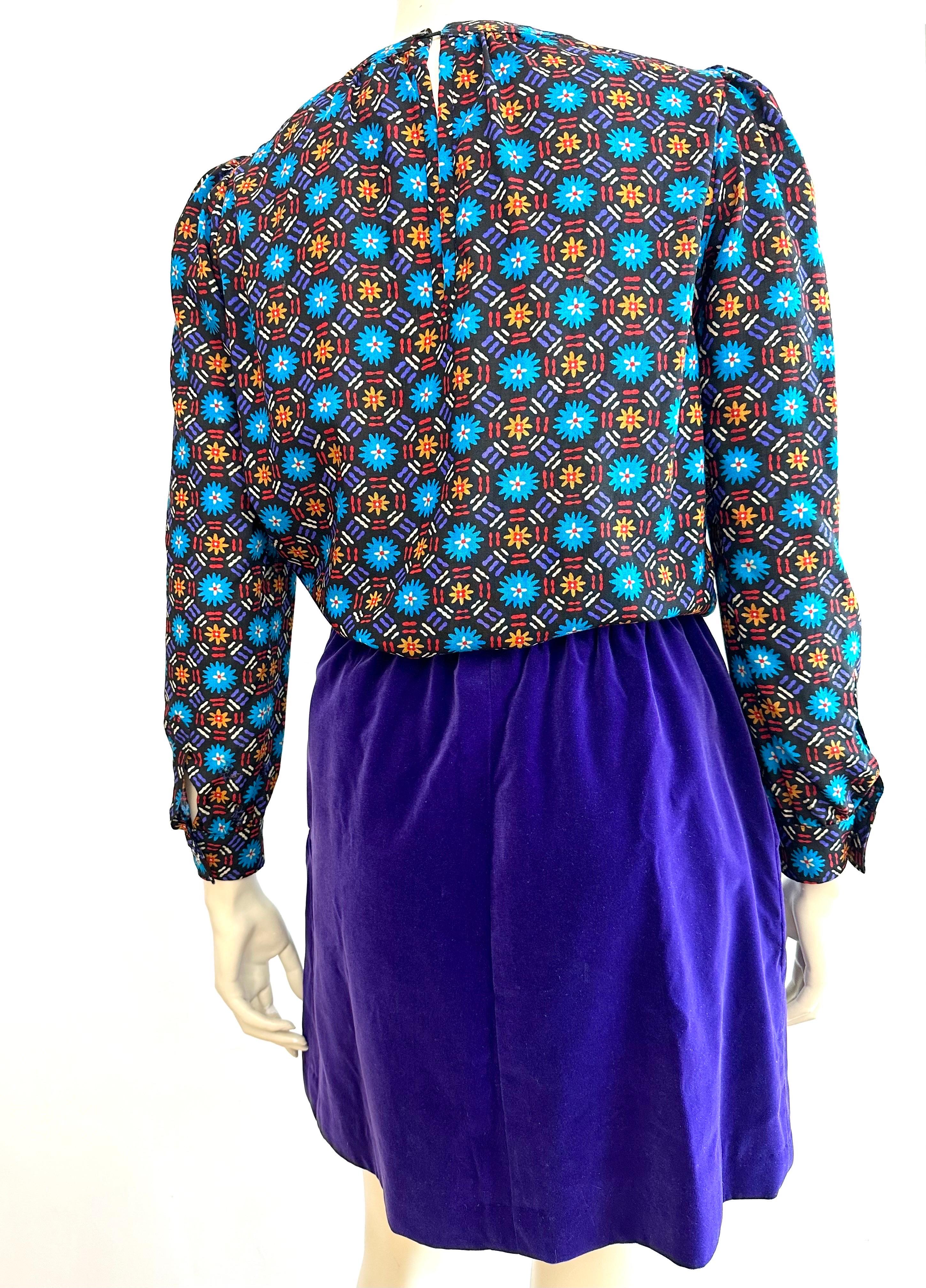Women's Yves saint Laurent vintage deep purple velvet skirt For Sale