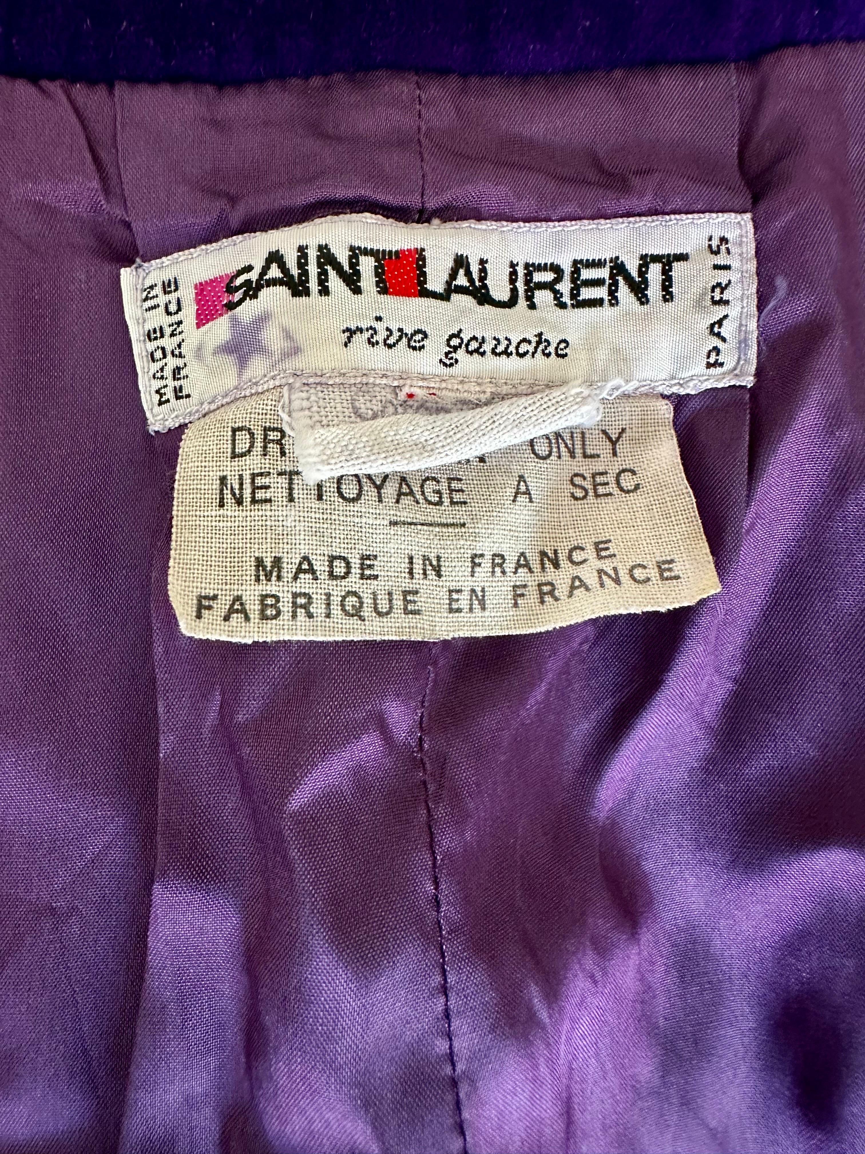 Yves saint Laurent vintage deep purple velvet skirt For Sale 4