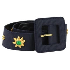 Yves Saint Laurent Vintage Embellished Grosgrain Waist Belt 70CM