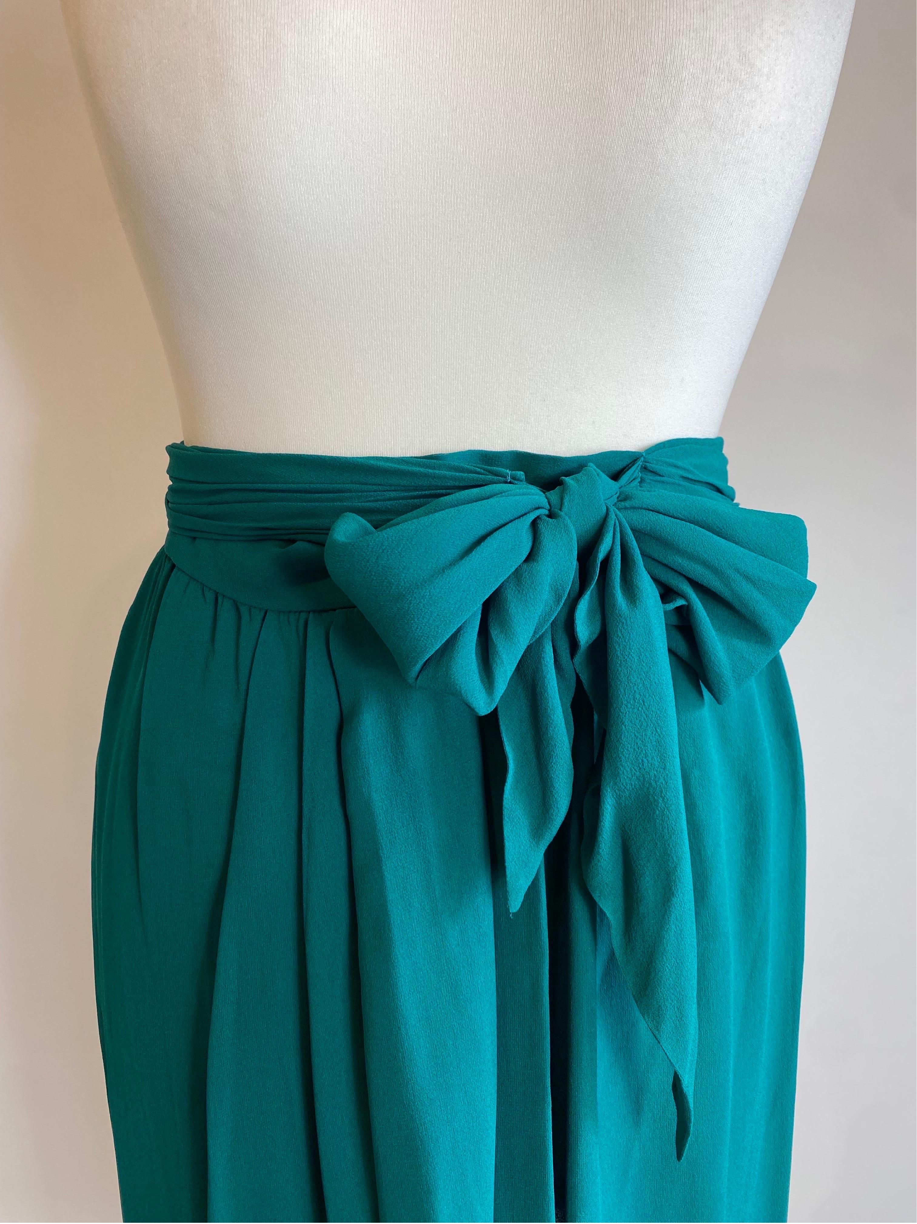 Women's or Men's Yves Saint Laurent Vintage Emerald Green Skirt For Sale