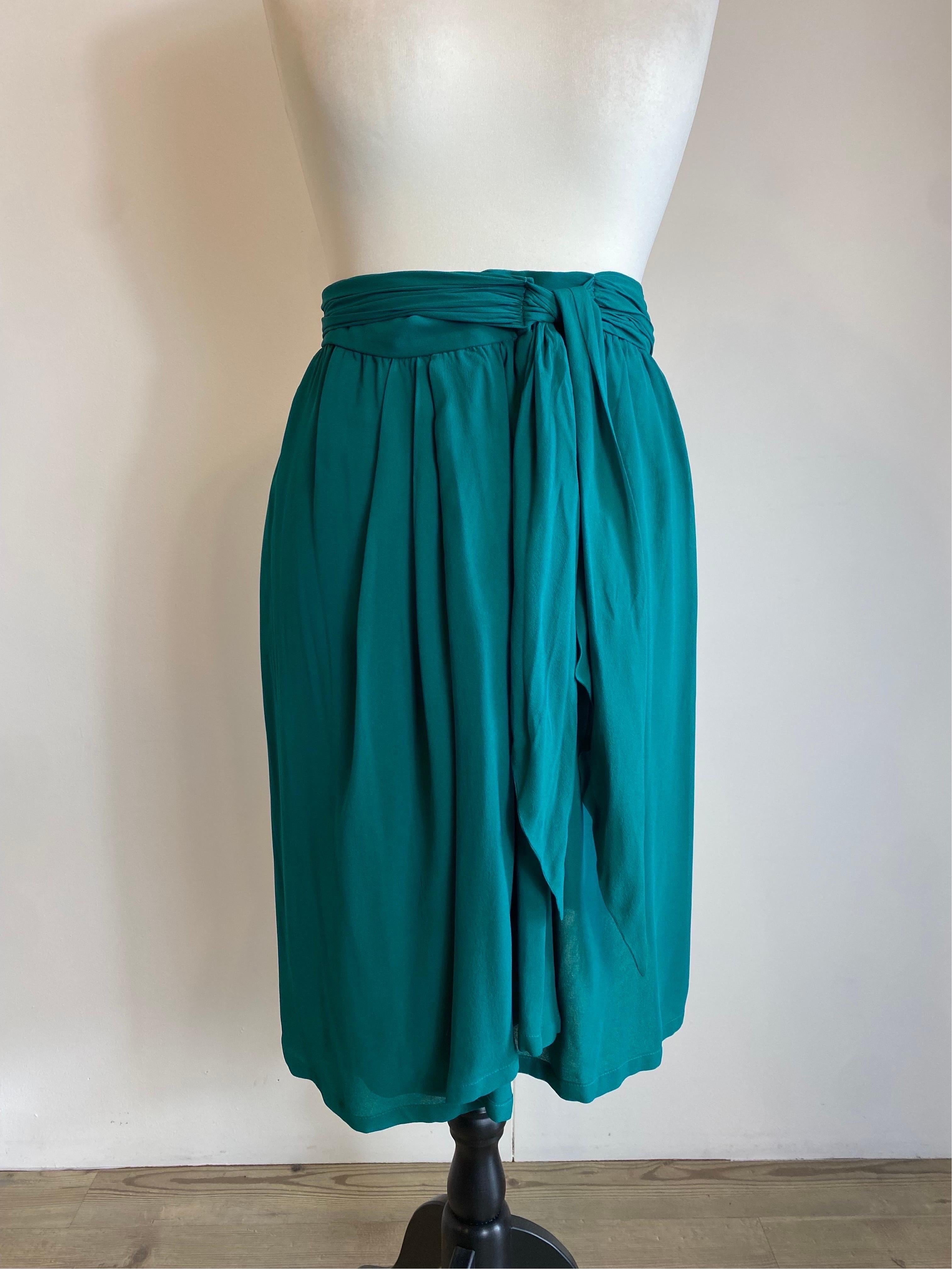 Yves Saint Laurent Vintage Emerald Green Skirt For Sale 1