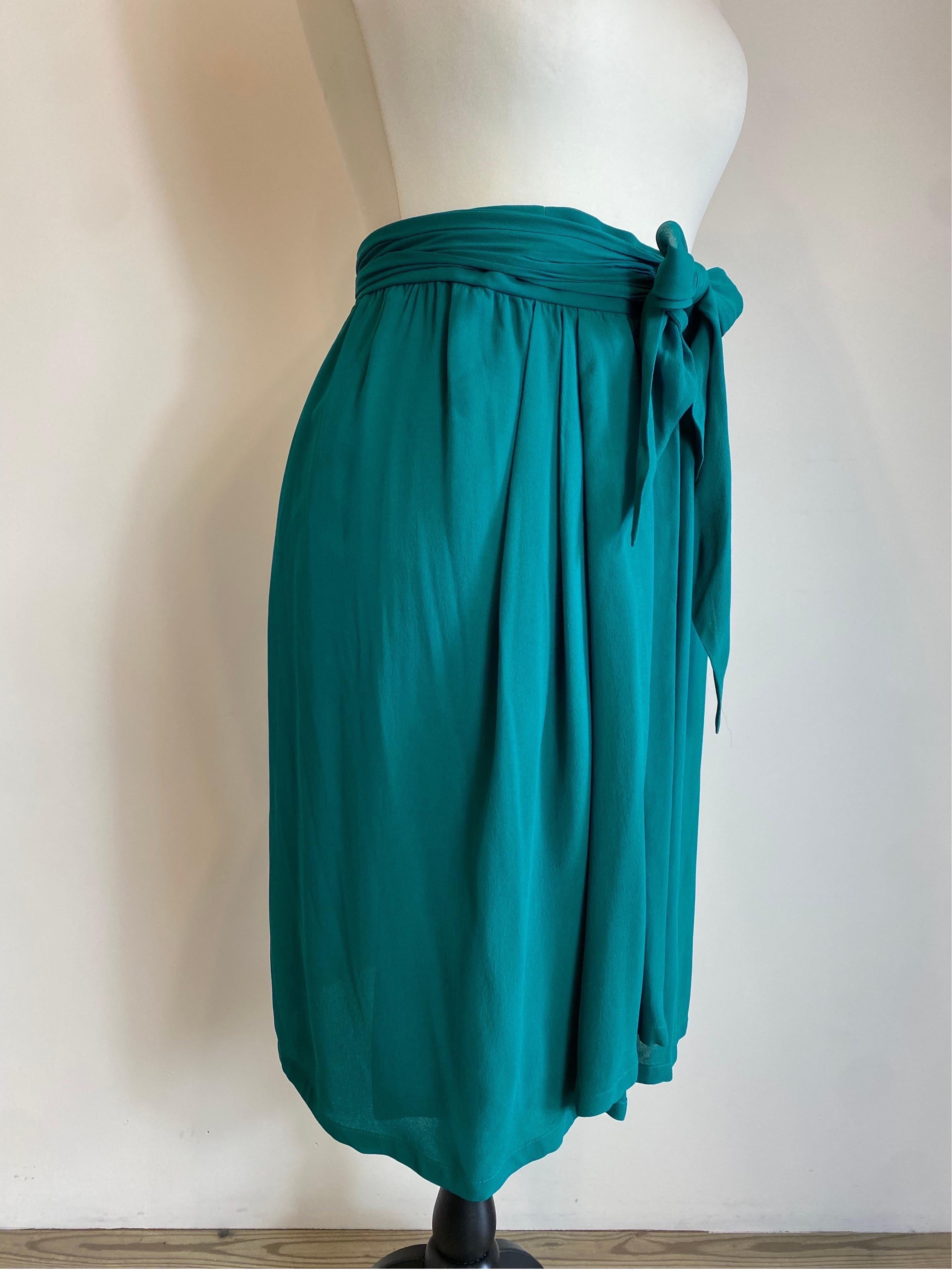 Yves Saint Laurent Vintage Emerald Green Skirt For Sale 2