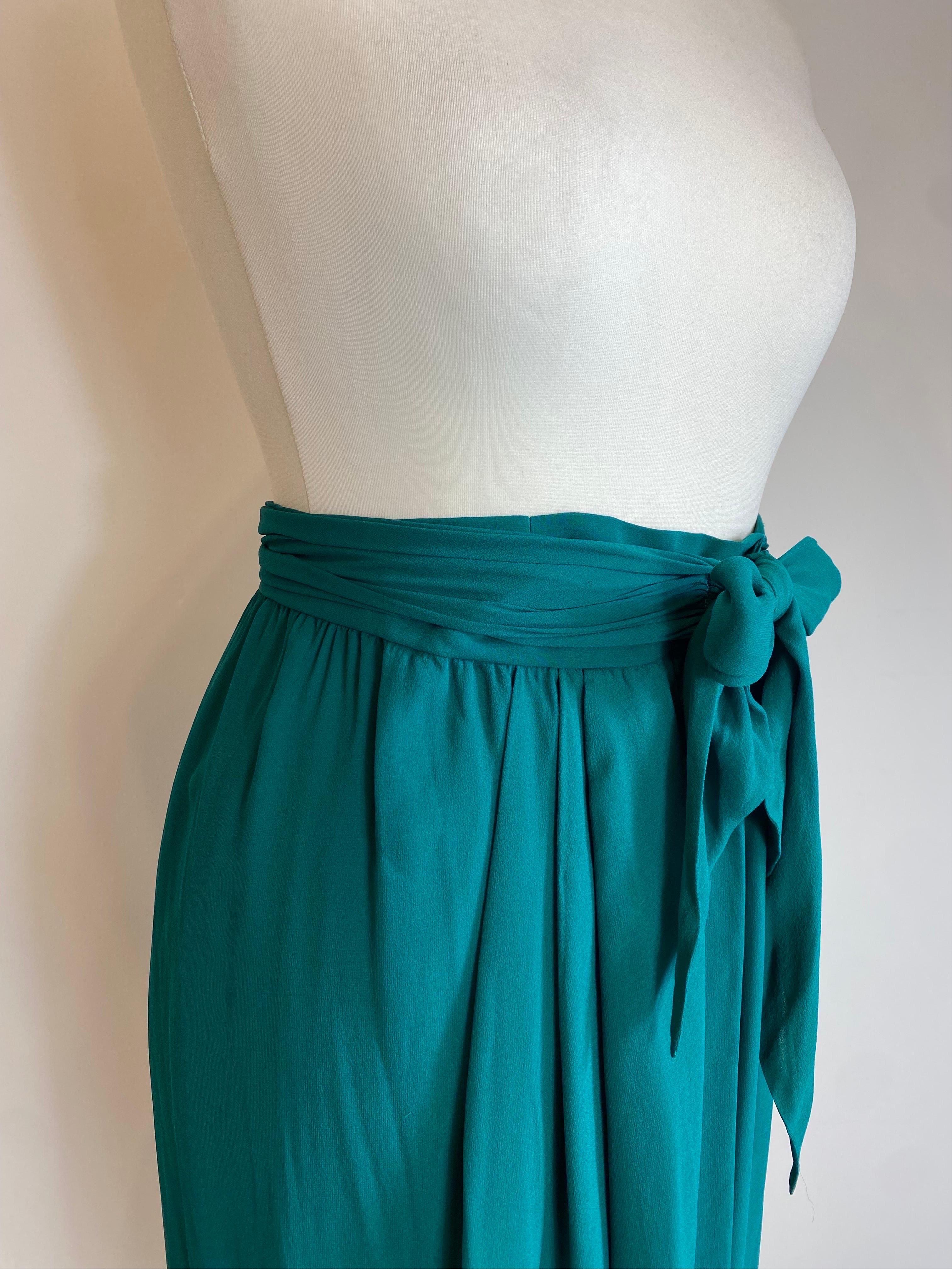 Yves Saint Laurent Vintage Emerald Green Skirt For Sale 3