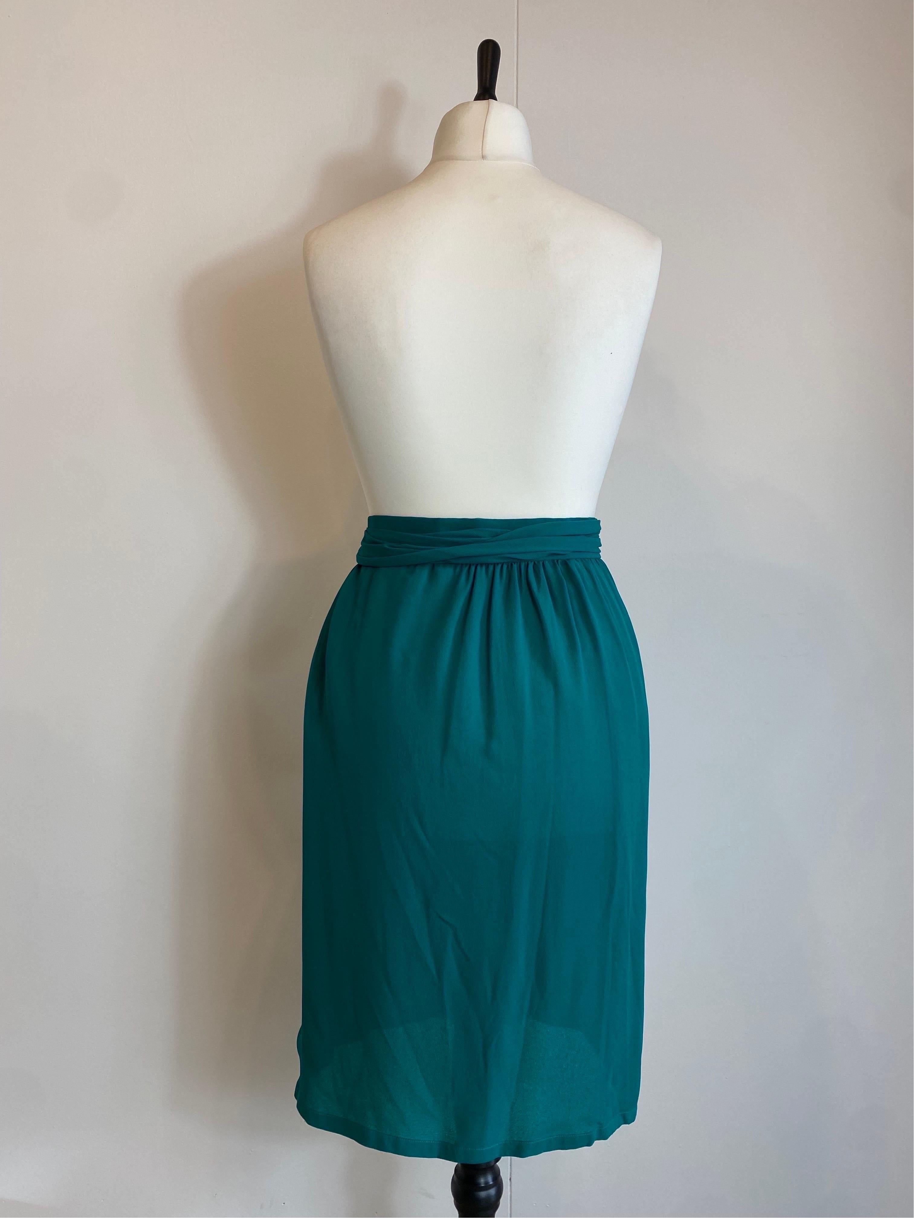 Yves Saint Laurent Vintage Emerald Green Skirt For Sale 4