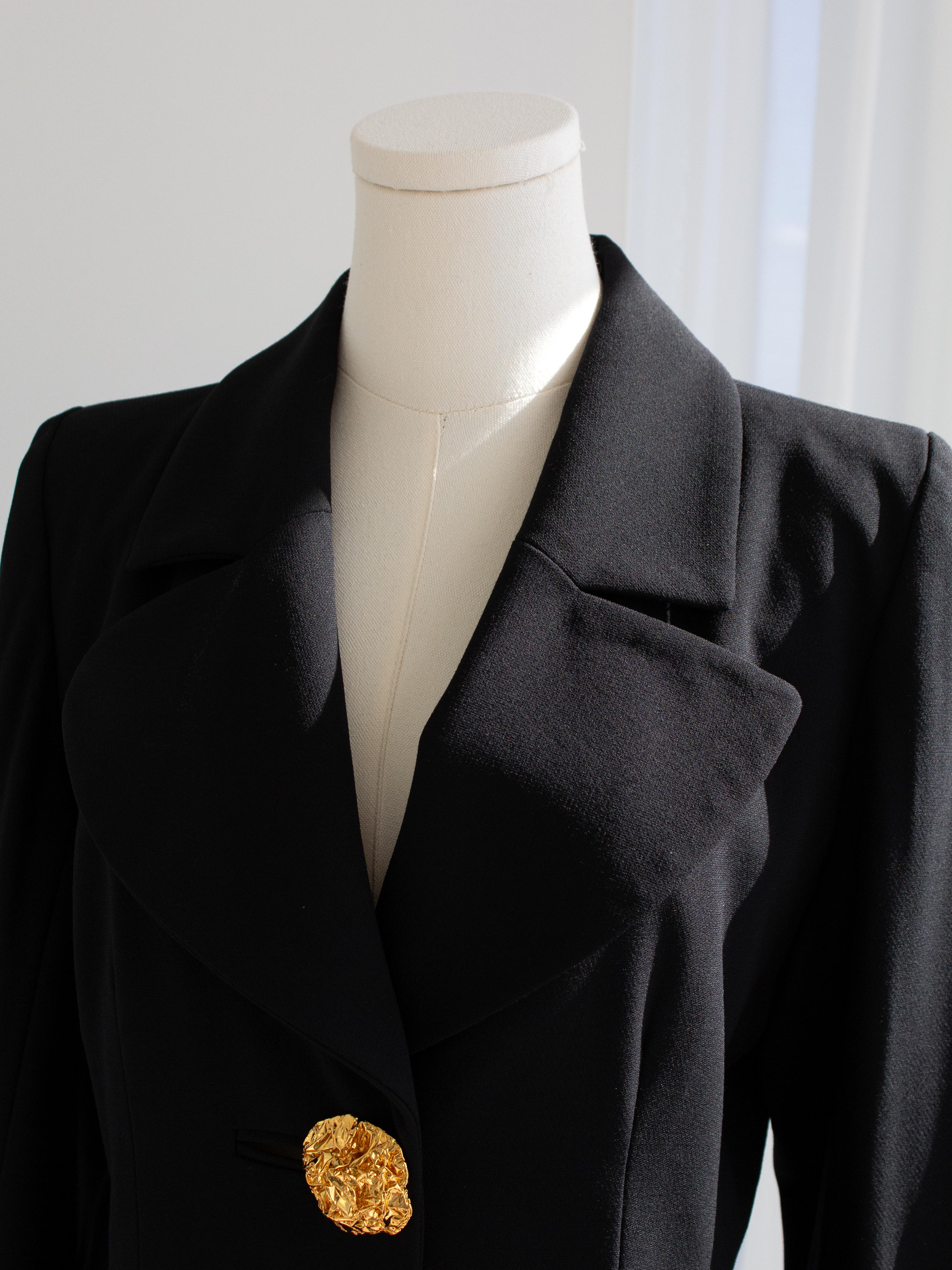Yves Saint Laurent Vintage F/W 1992 Black Gold Oversized Foil Buttons Blazer 3