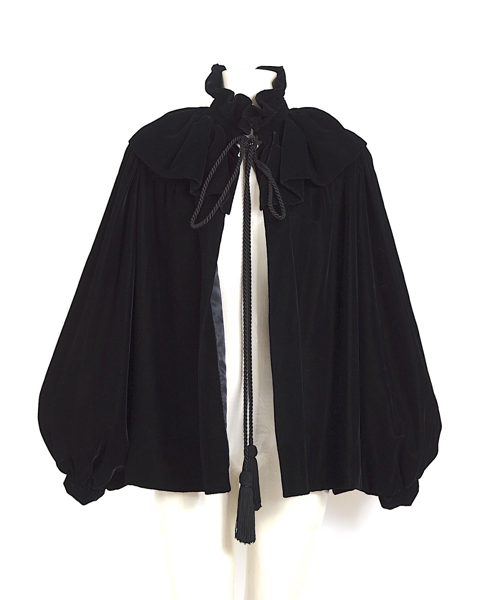 Black Yves Saint Laurent vintage fall 1980 short black velvet jacket