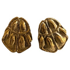 Yves Saint Laurent Vintage Gilt Oversized Print Earrings