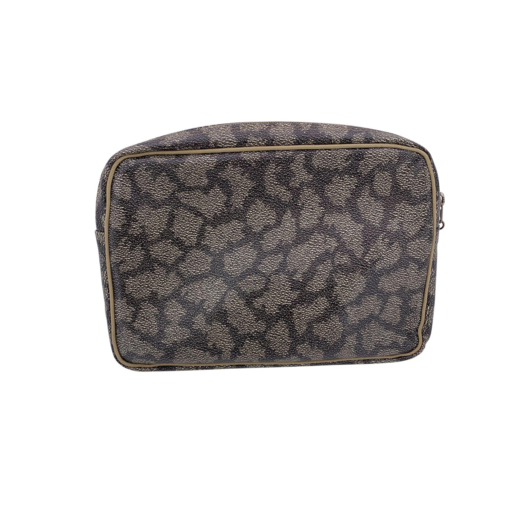 Yves Saint Laurent Vintage Giraffendruck Canvas Clutch Kosmetiktasche (Schwarz) im Angebot