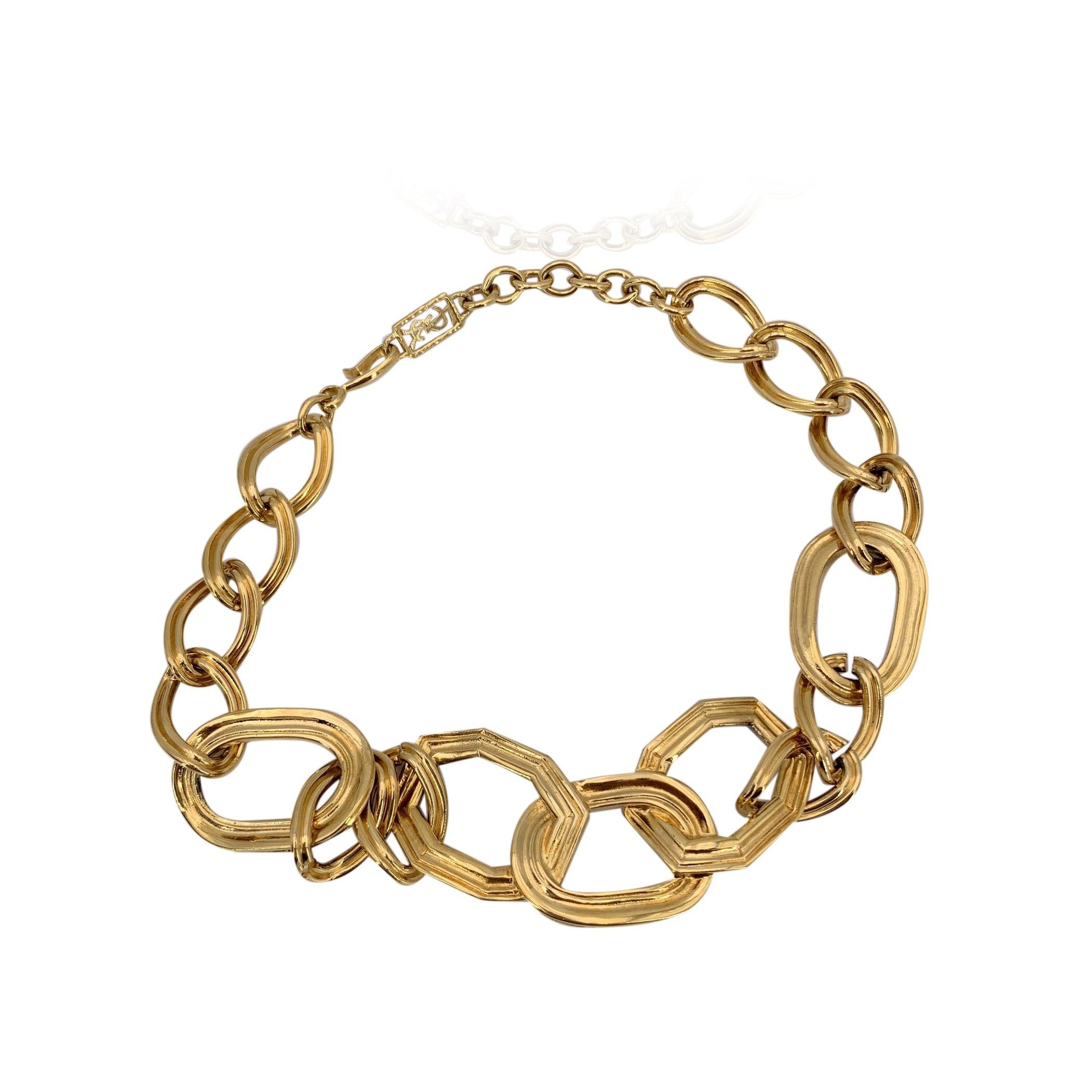 Yves Saint Laurent Vintage Gold Metall große Kette Links Halskette (Braun) im Angebot