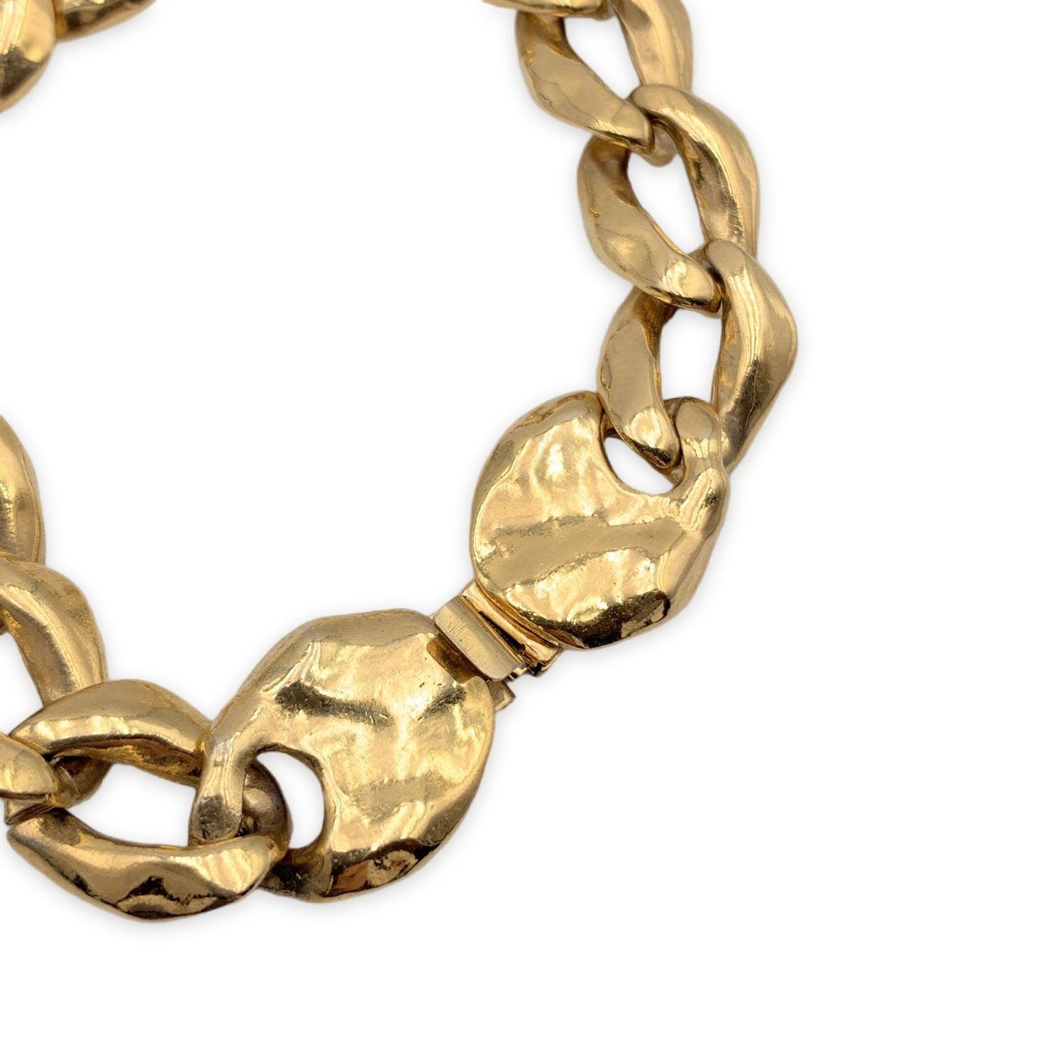 Yves Saint Laurent Vintage Gold Metal Chain Link Bracelet In Excellent Condition In Rome, Rome