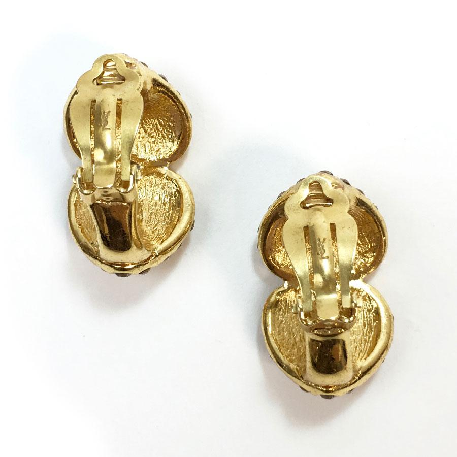YVES SAINT LAURENT Vintage Gold Metal Earrings 1