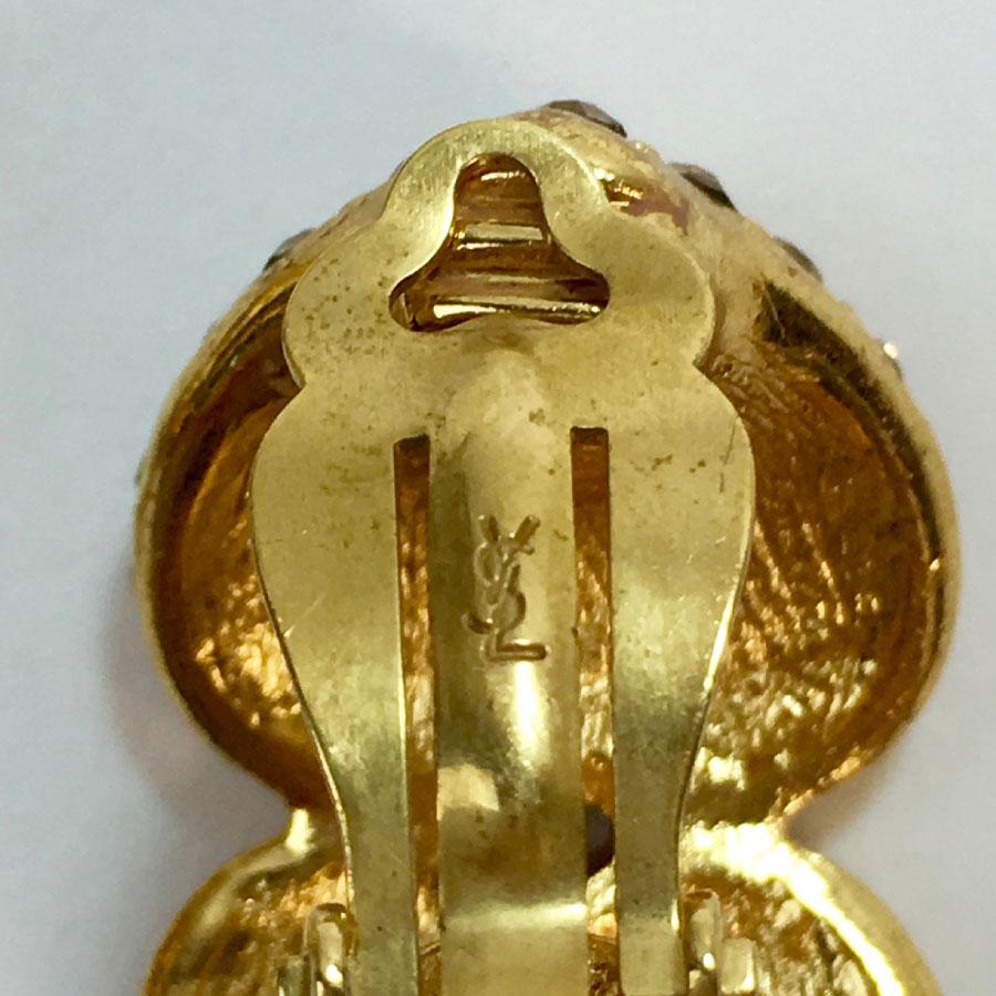 YVES SAINT LAURENT Vintage Gold Metal Earrings 2