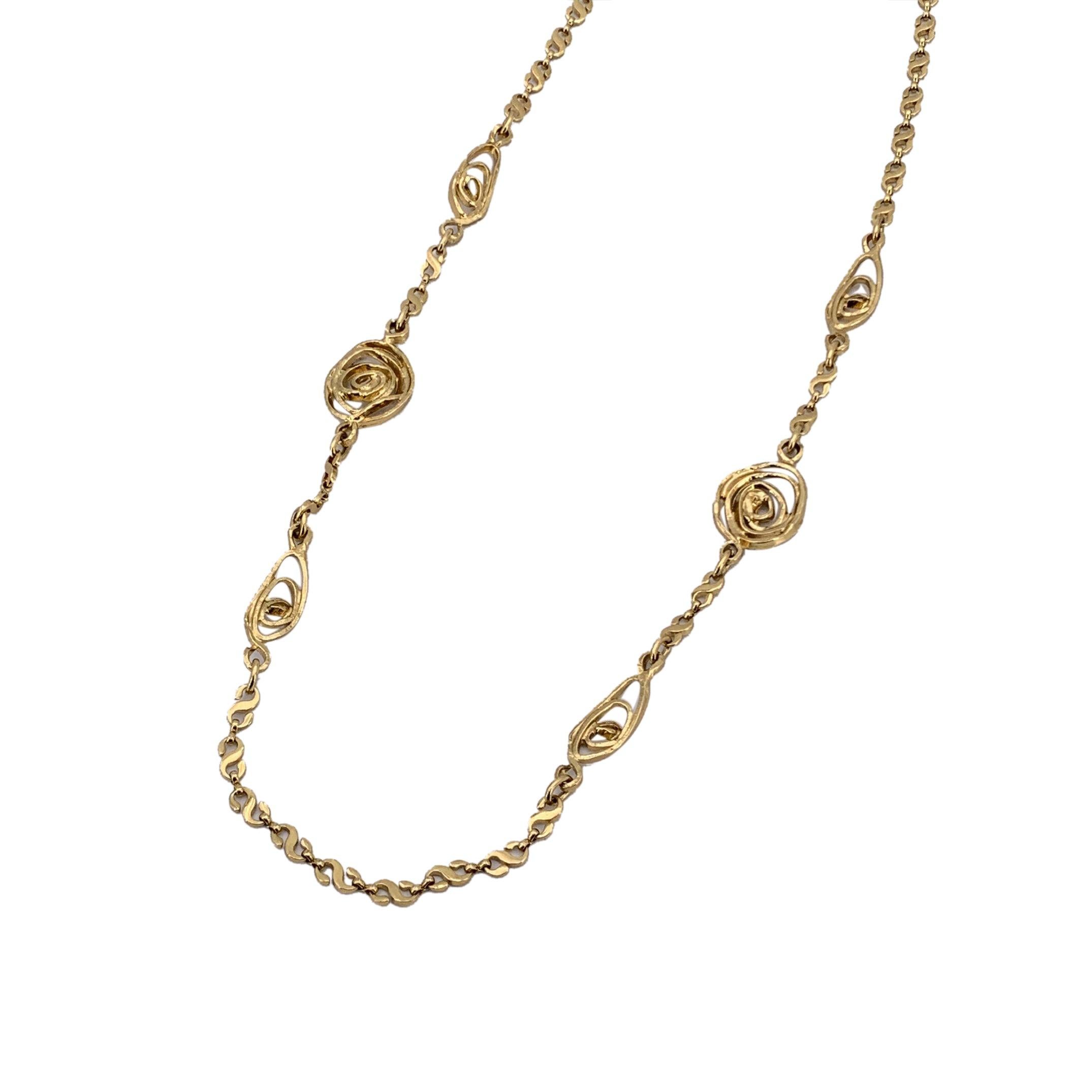 Yves Saint Laurent Vintage Gold Metall Spirale Kreis Kette Halskette im Zustand „Hervorragend“ in Rome, Rome