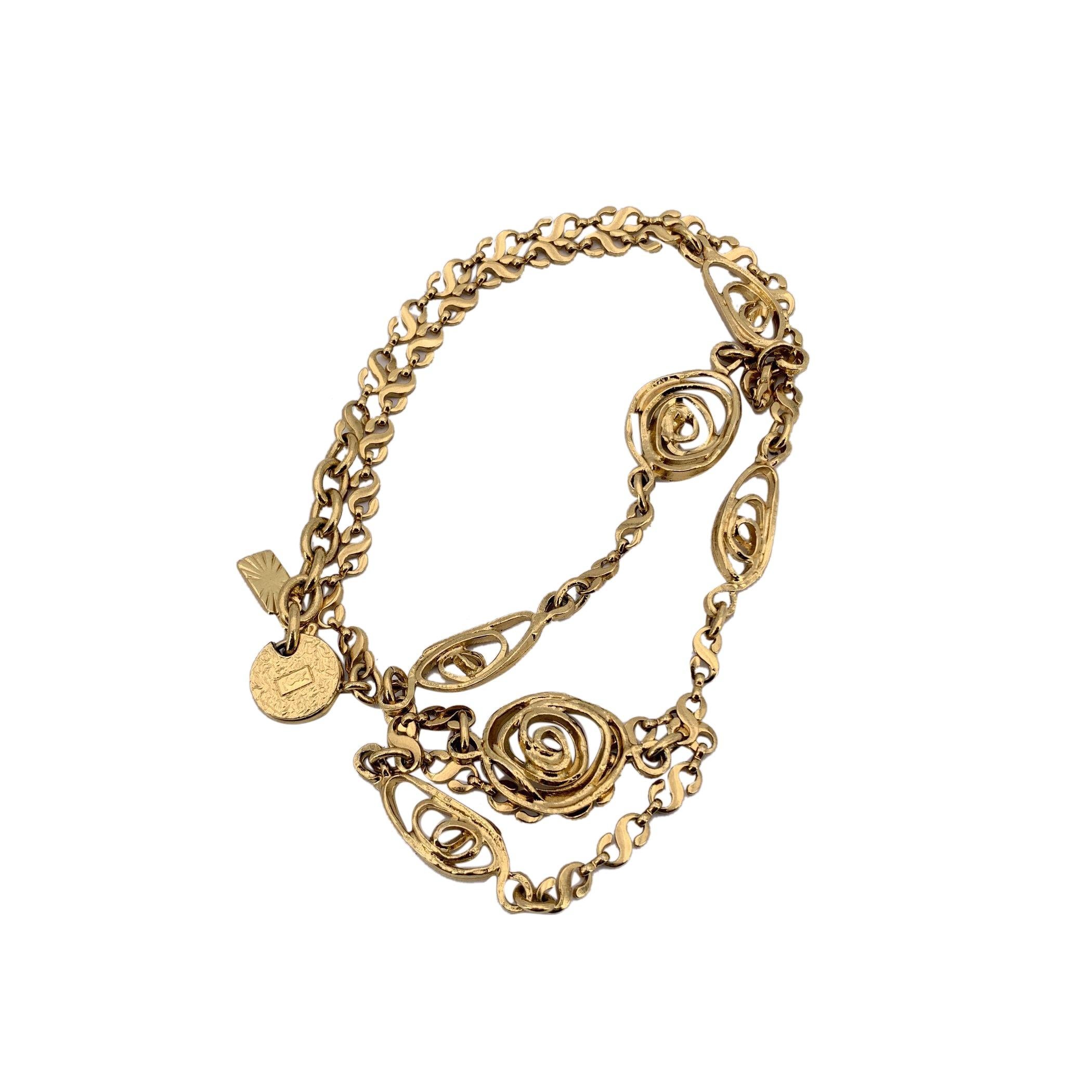 Yves Saint Laurent Vintage Gold Metall Spirale Kreis Kette Halskette 1