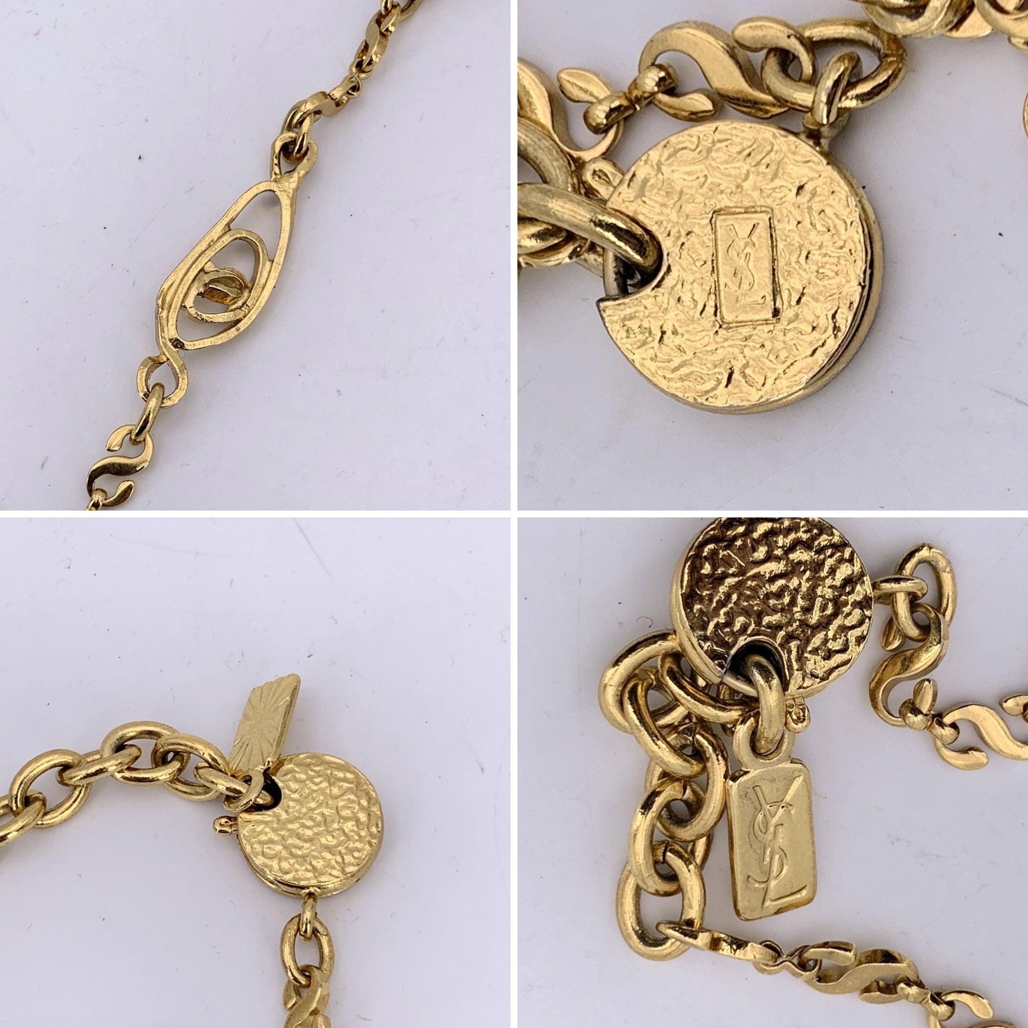 Yves Saint Laurent Vintage Gold Metall Spirale Kreis Kette Halskette 2