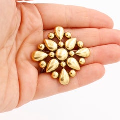 Yves Saint Laurent Vintage Gold Plate Square Brooch With Teardrops