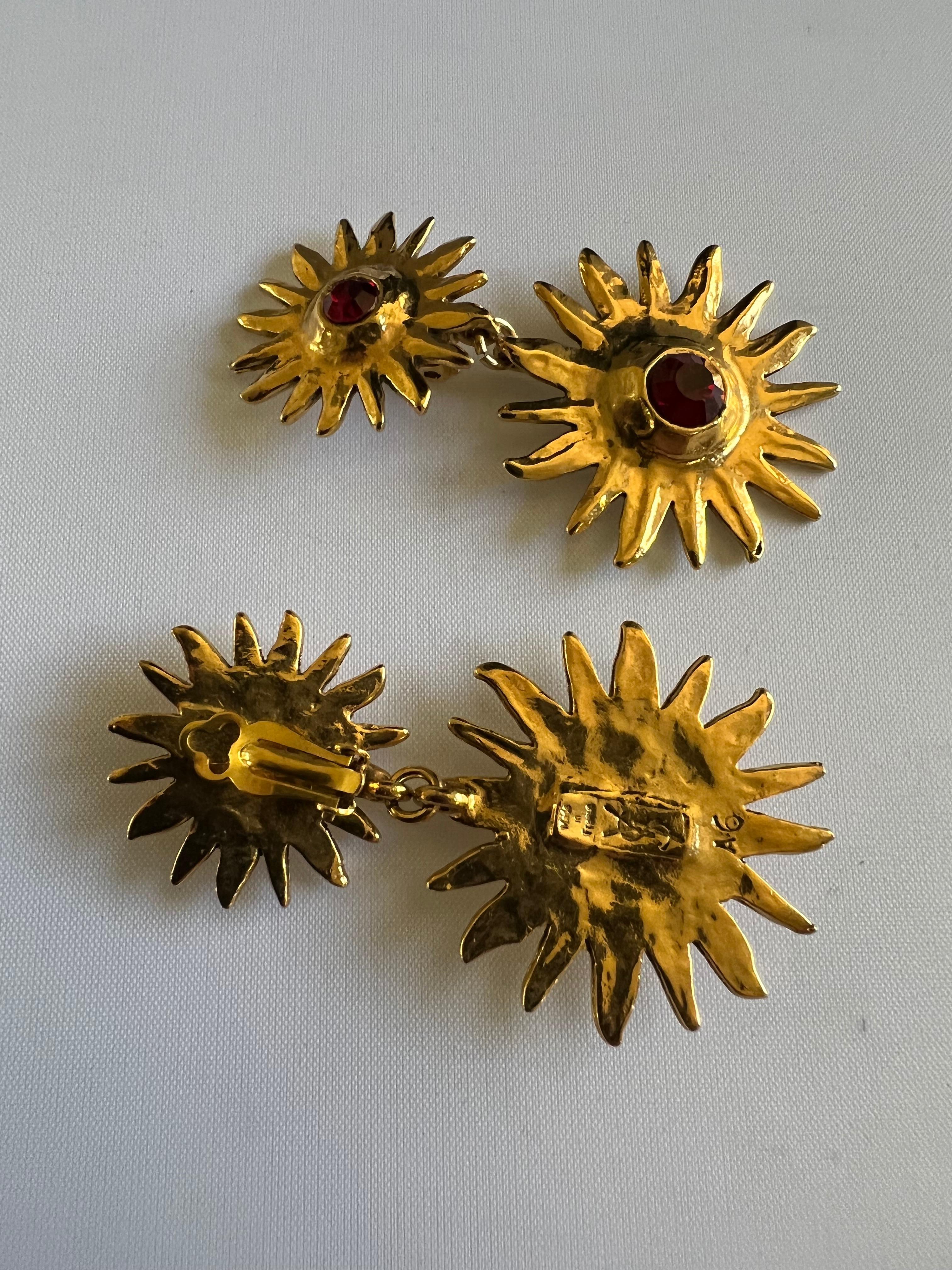Yves Saint Laurent Vintage Gold Sun Dangle Earrings  1