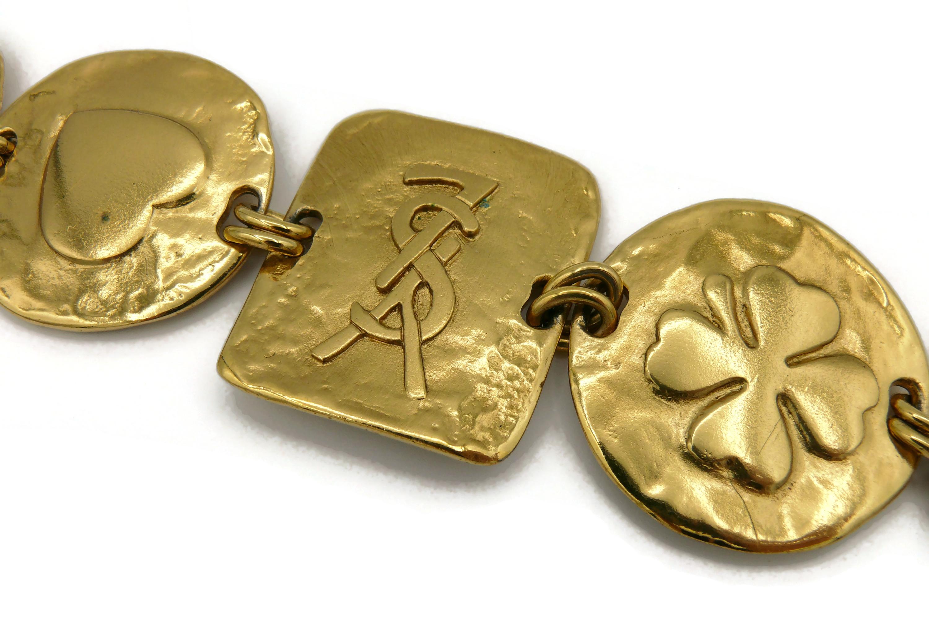 YVES SAINT LAURENT Vintage Gold Tone Iconic Link Bracelet For Sale 3
