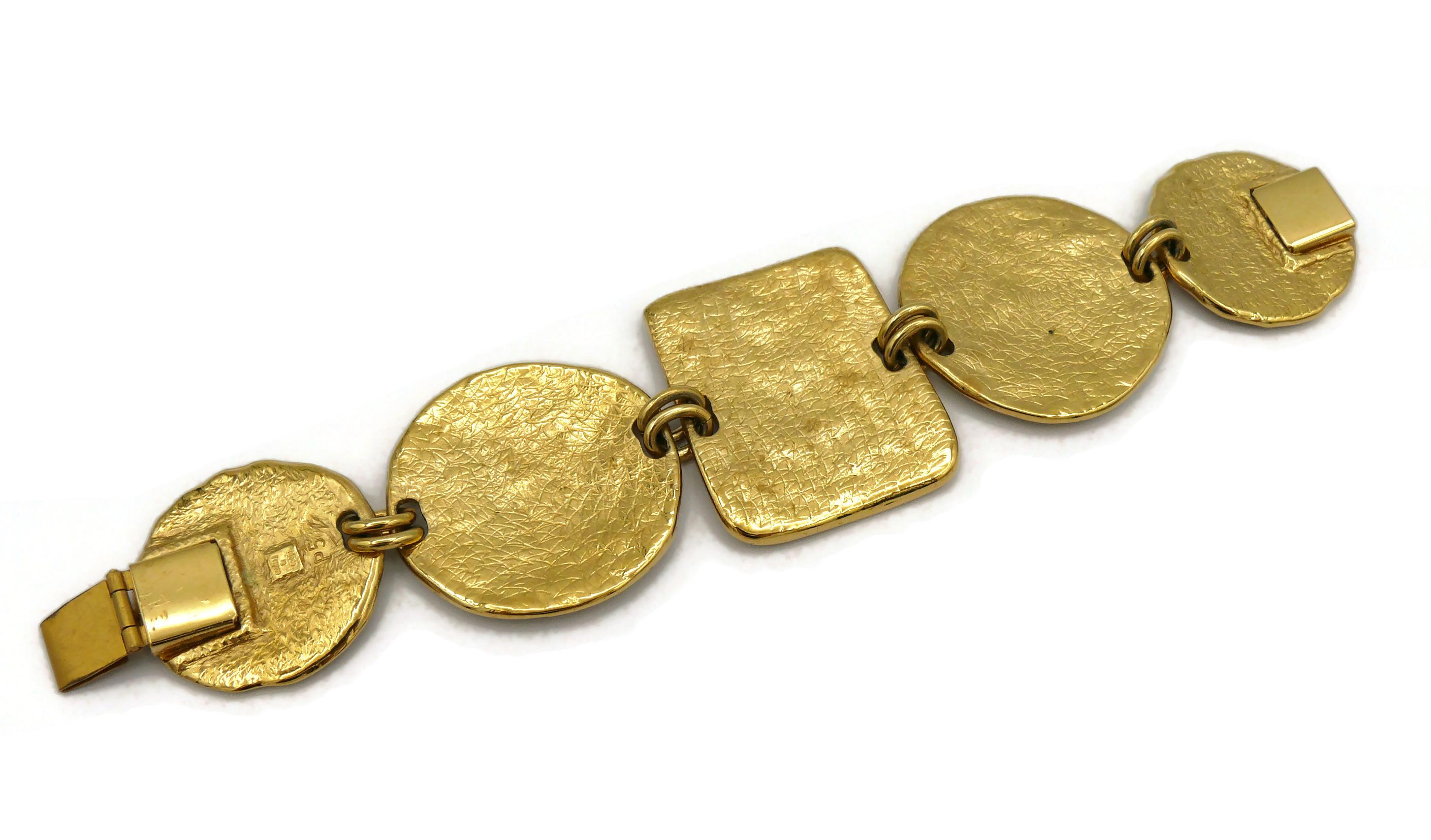 YVES SAINT LAURENT Vintage Gold Tone Iconic Link Bracelet For Sale 7