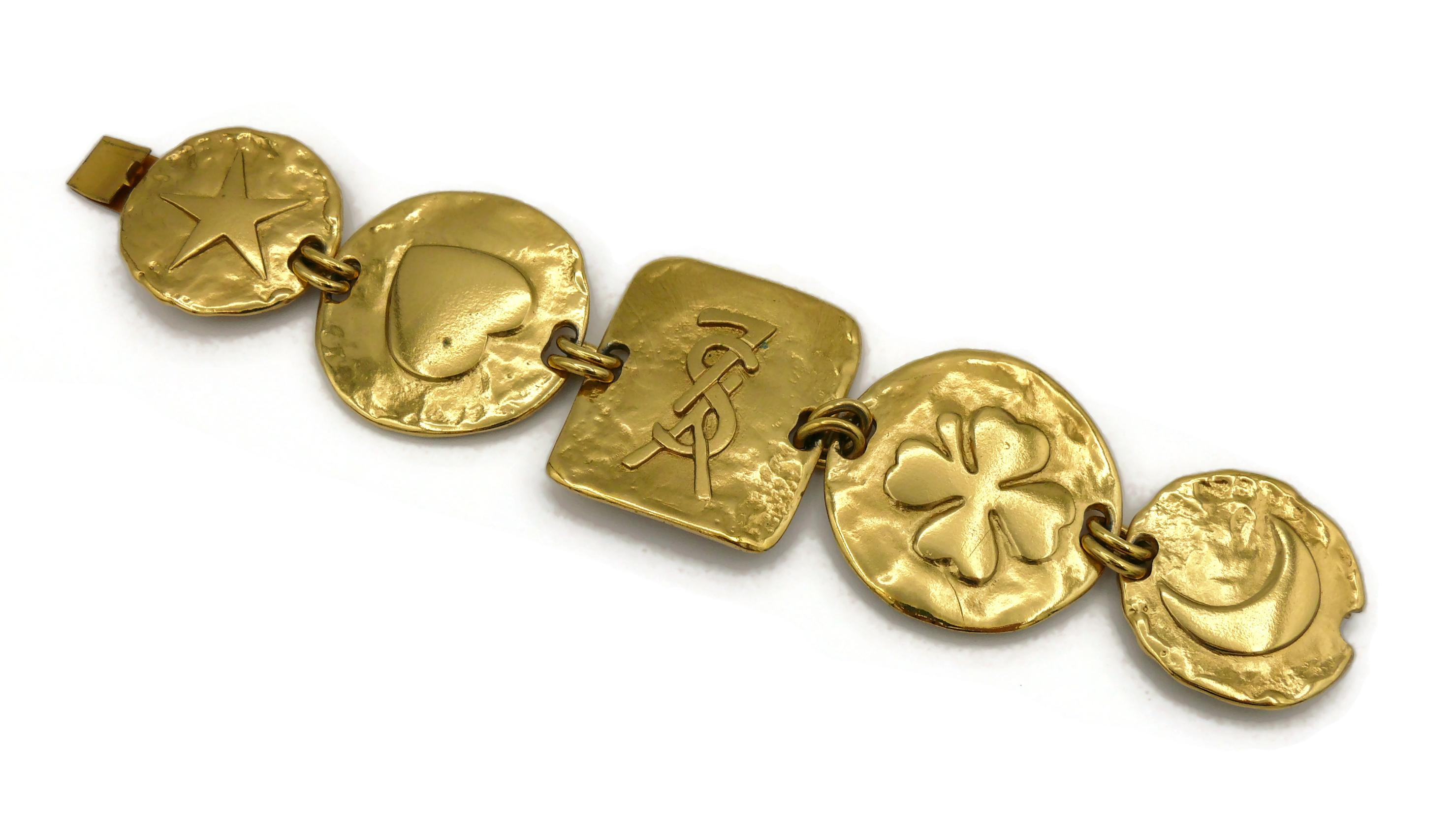 YVES SAINT LAURENT Vintage Gold Tone Iconic Link Bracelet For Sale 1