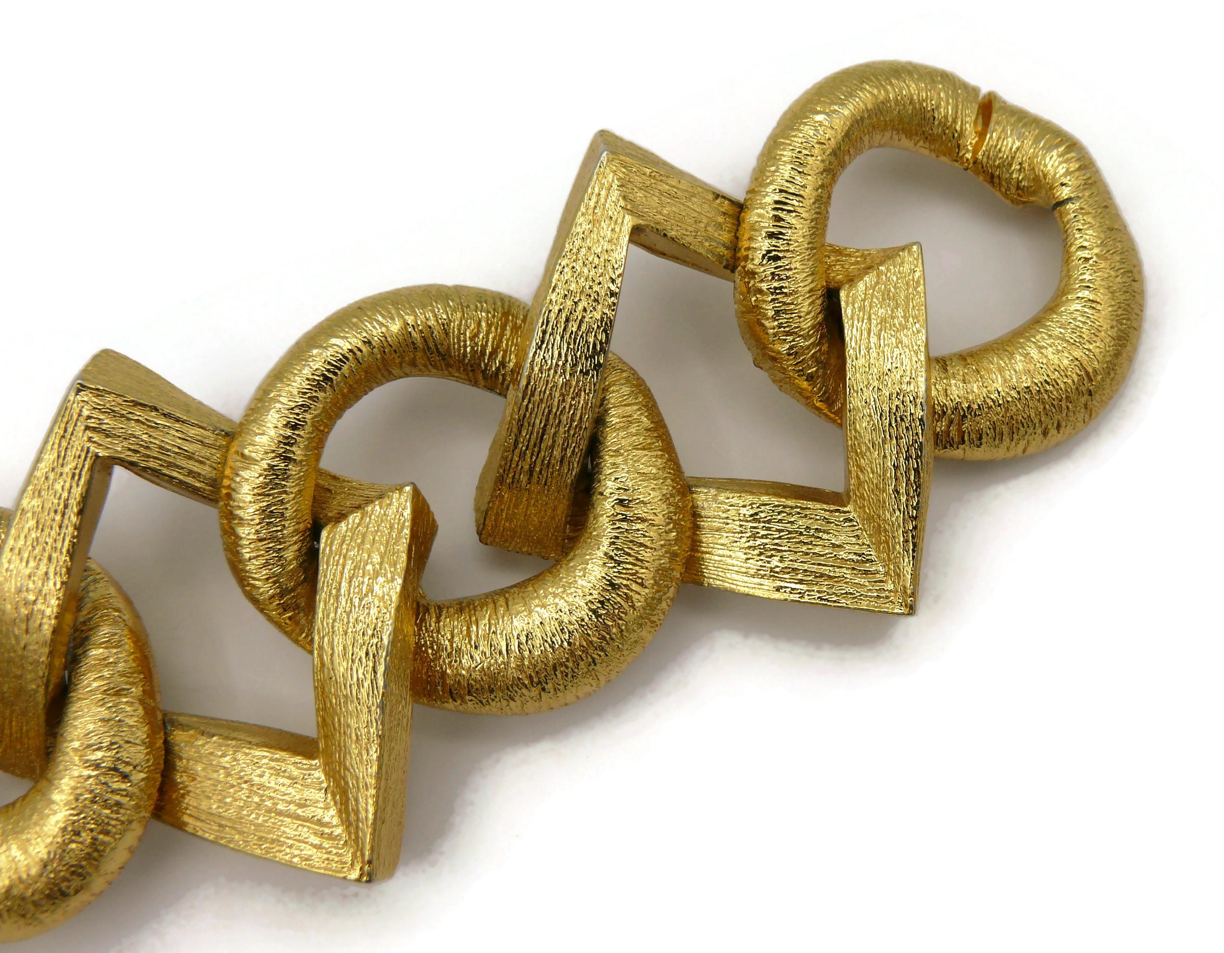 YVES SAINT LAURENT Vintage Gold Tone Link Bracelet For Sale 8